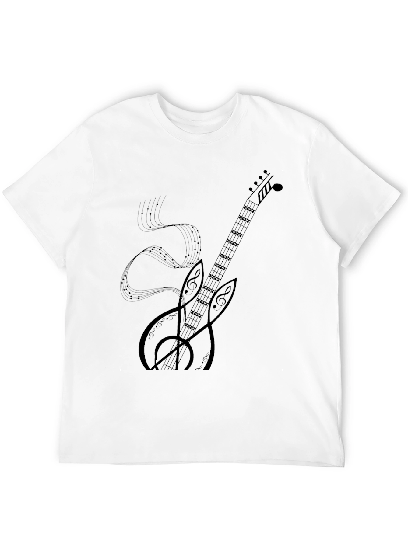 Musical Guitar Graphic Black T-Shirt