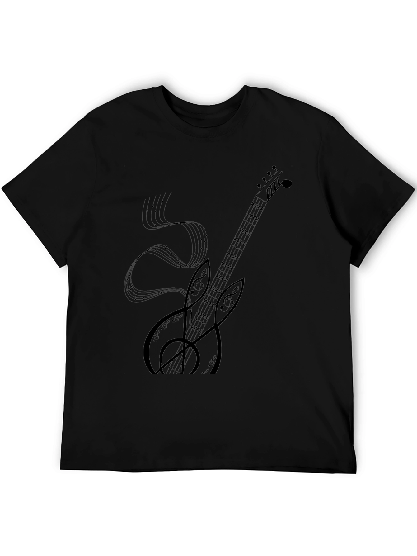 Musical Guitar Graphic Black T-Shirt