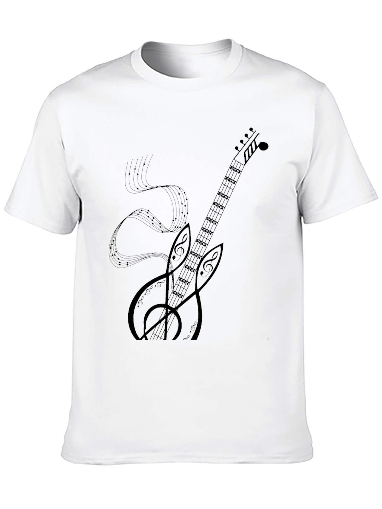 Musical Guitar Graphic Black T-Shirt