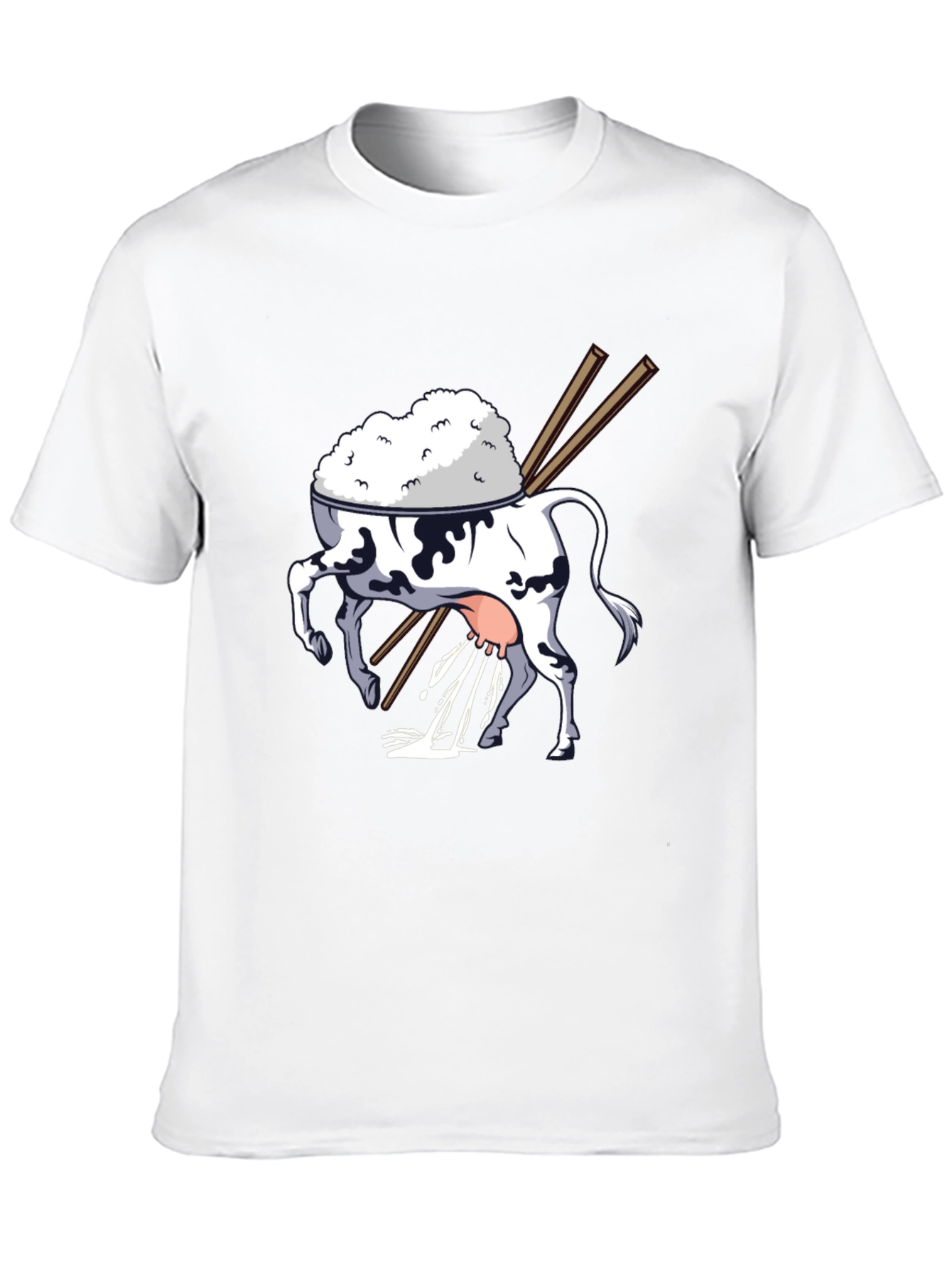 Rice Cow Graphic Tee - Quirky Black T-Shirt
