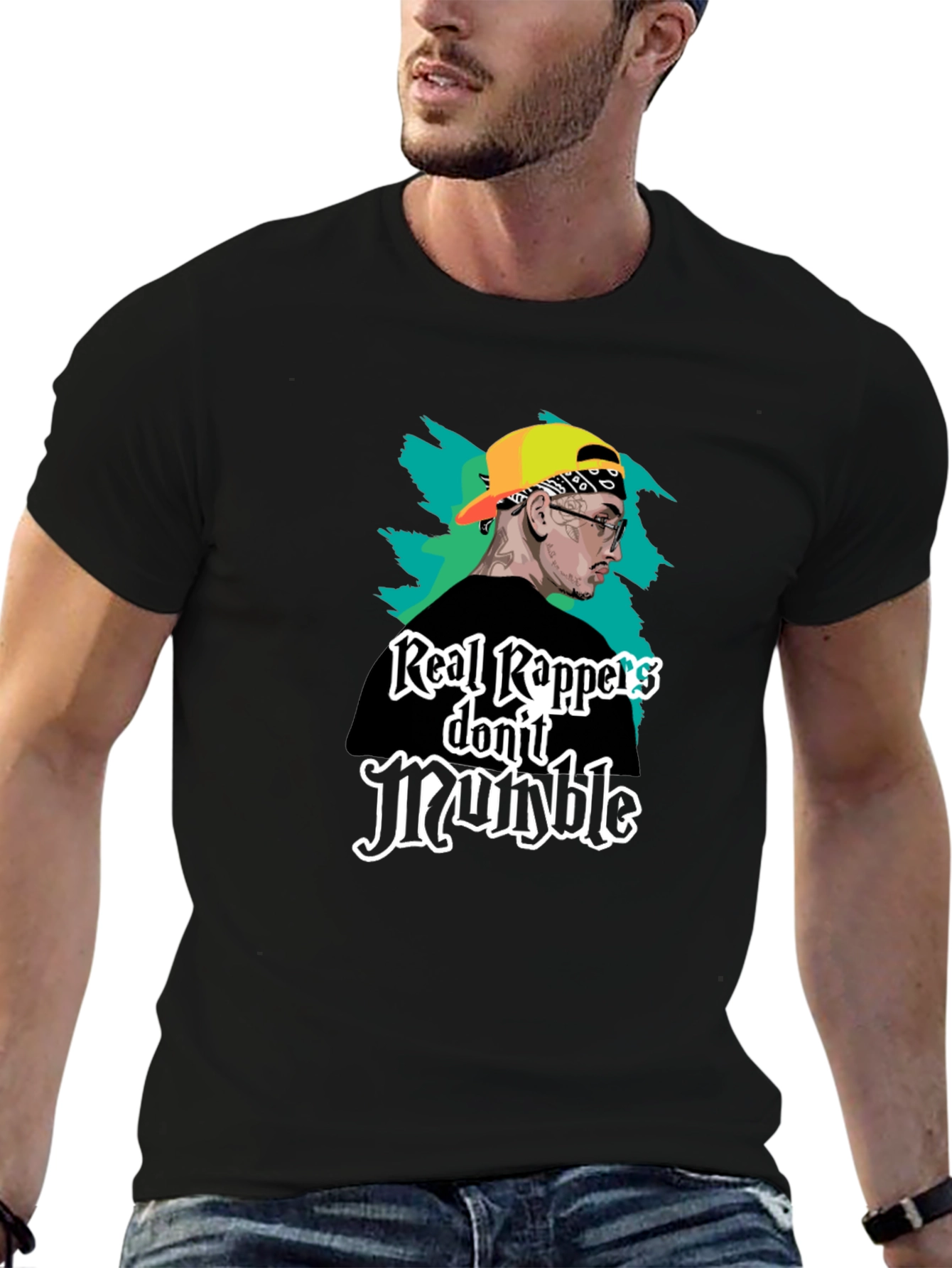 Real Rappers Dont Mumble Black T-Shirt