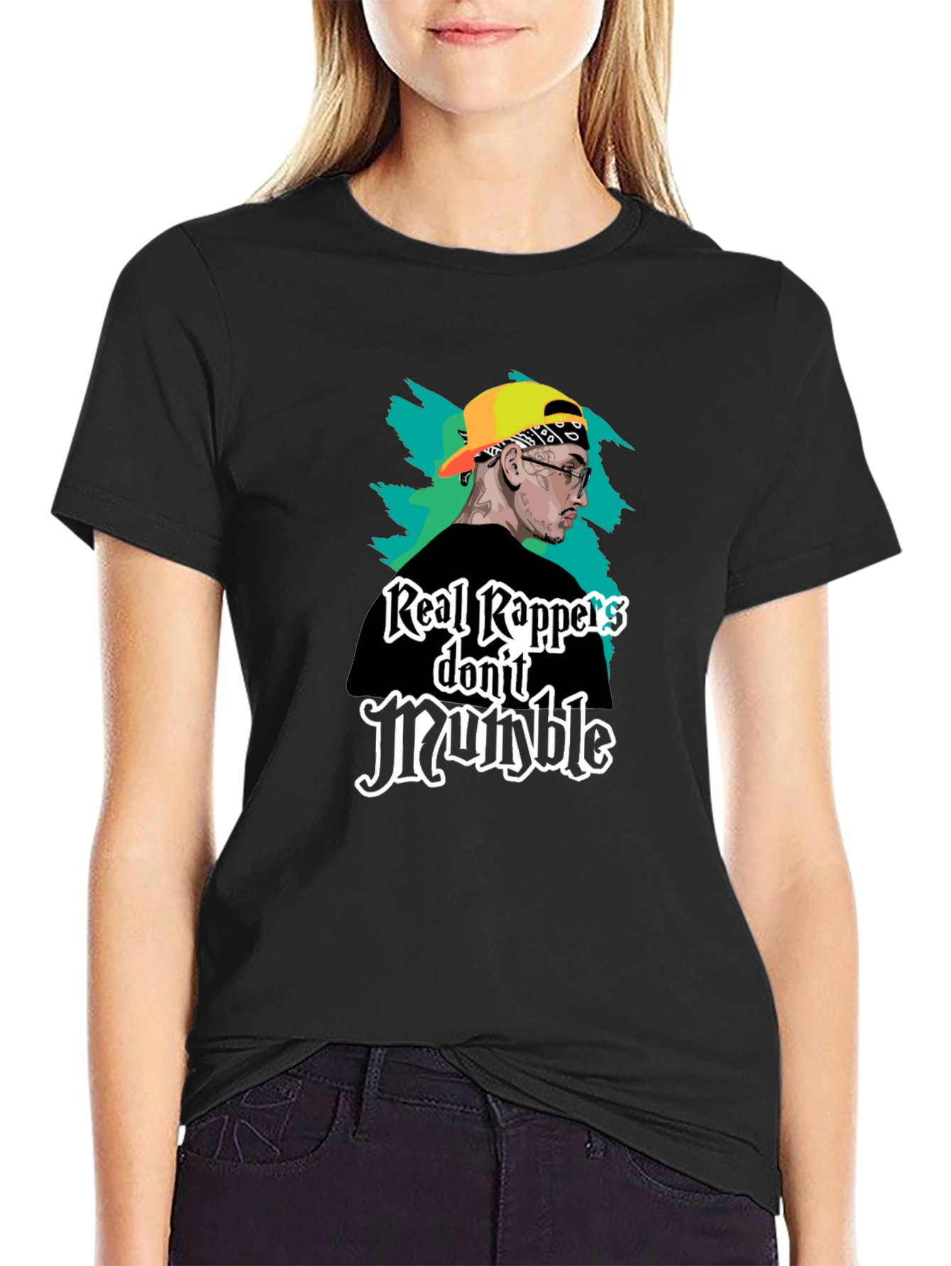 Real Rappers Dont Mumble Black T-Shirt