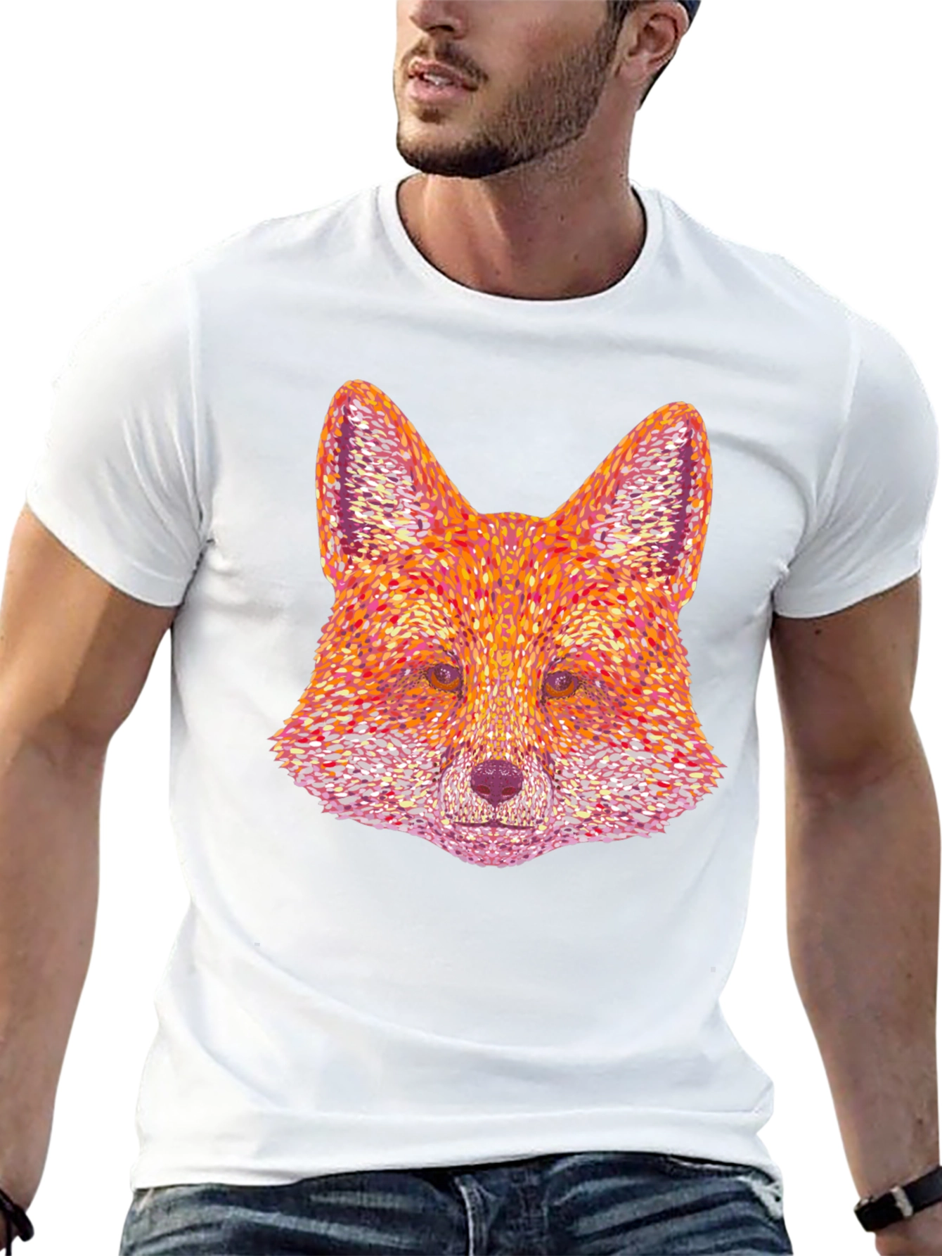 Fox Head Graphic Print Black T-Shirt