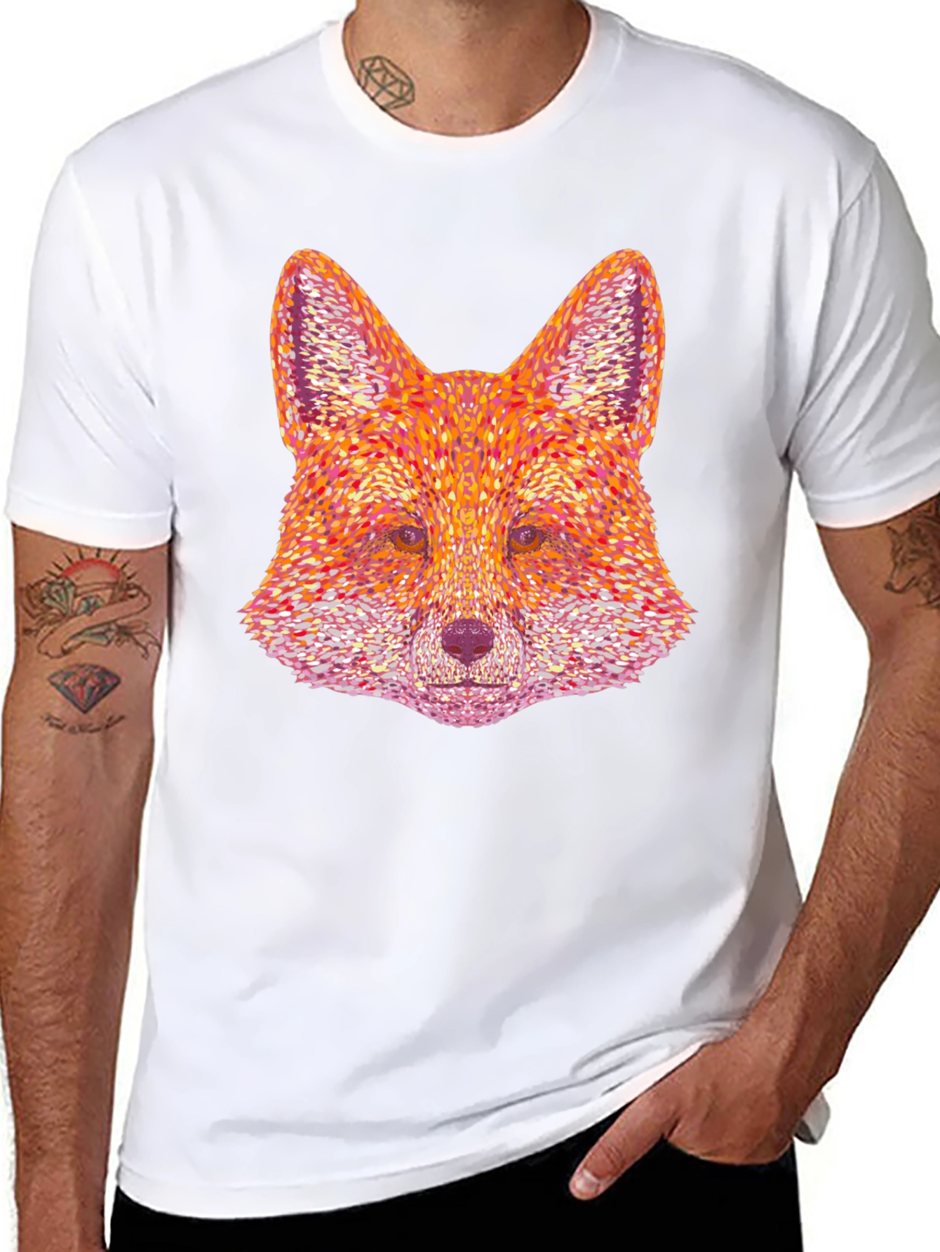 Fox Head Graphic Print Black T-Shirt