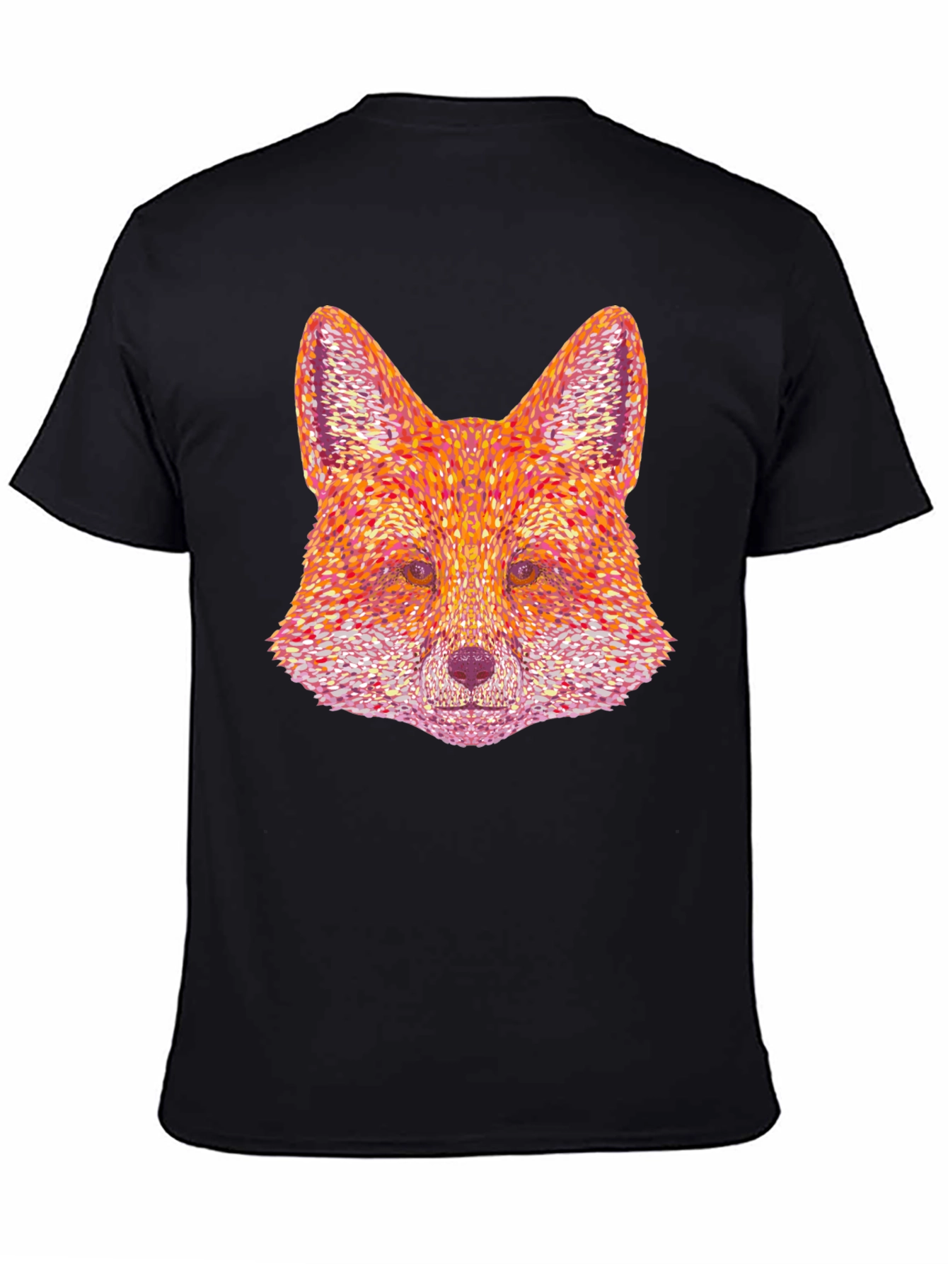 Fox Head Graphic Print Black T-Shirt