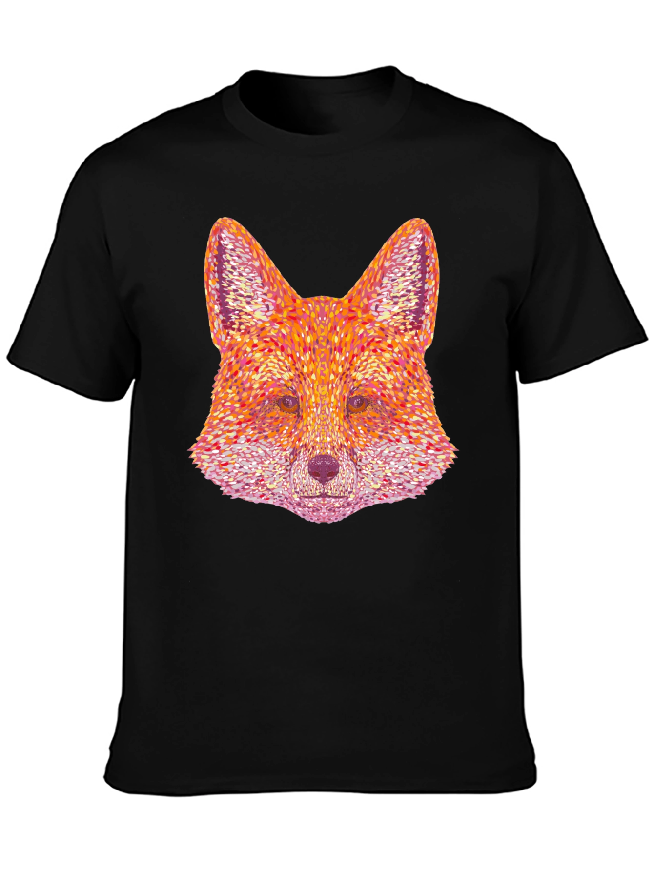 Fox Head Graphic Print Black T-Shirt