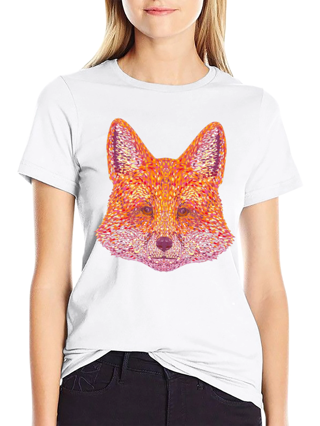 Fox Head Graphic Print Black T-Shirt