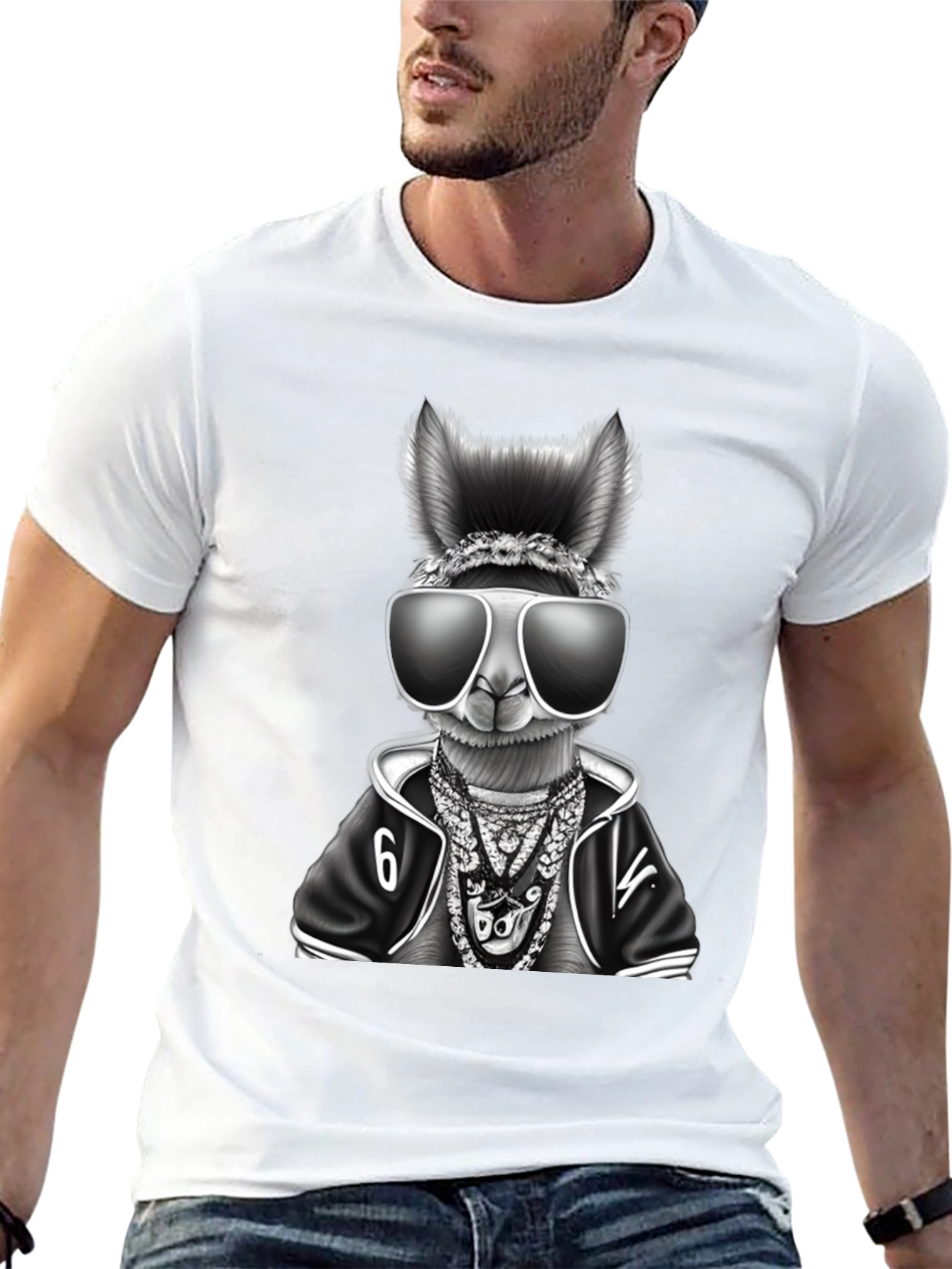 Cool Llama Graphic Tee - Black Cotton T-Shirt
