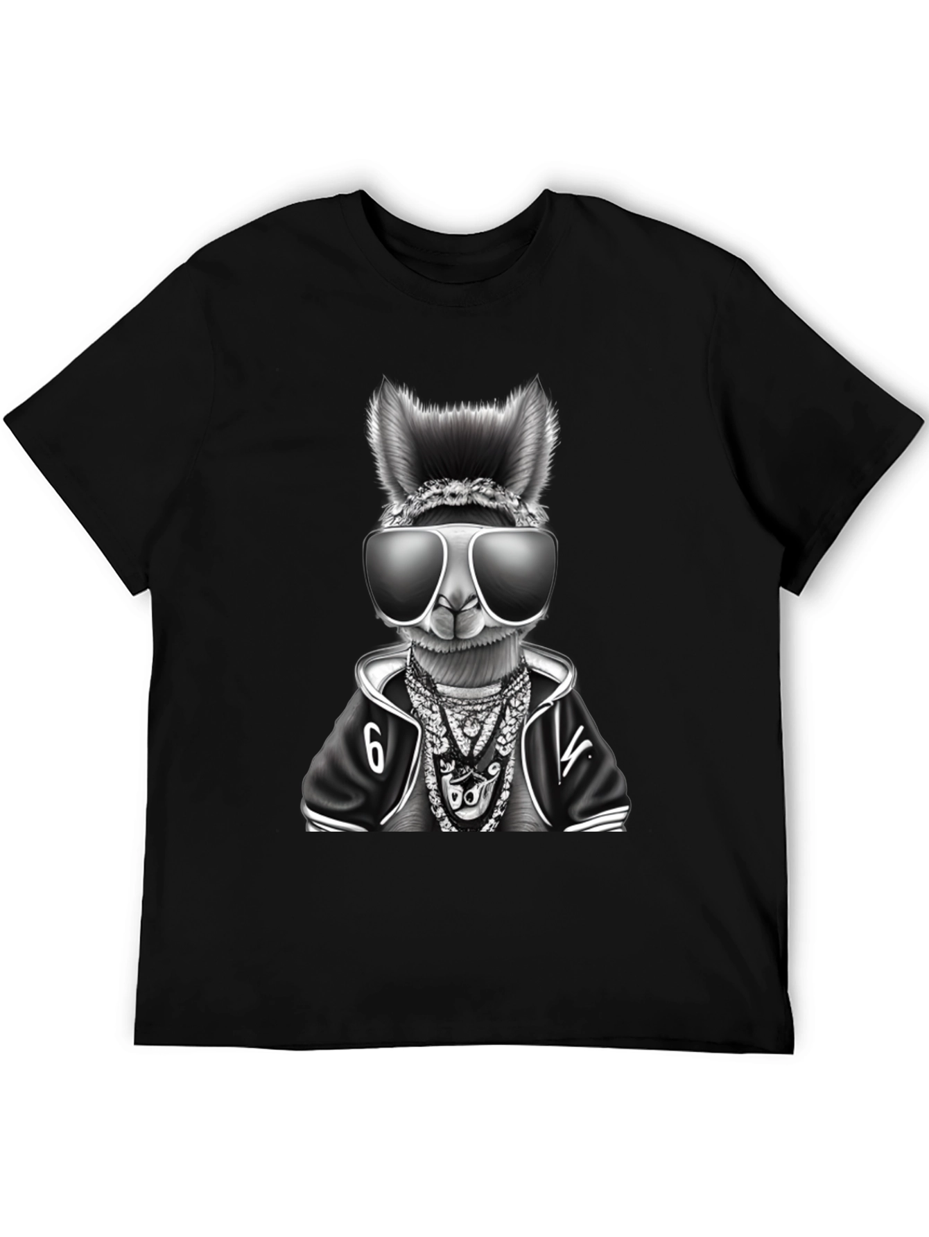 Cool Llama Graphic Tee - Black Cotton T-Shirt