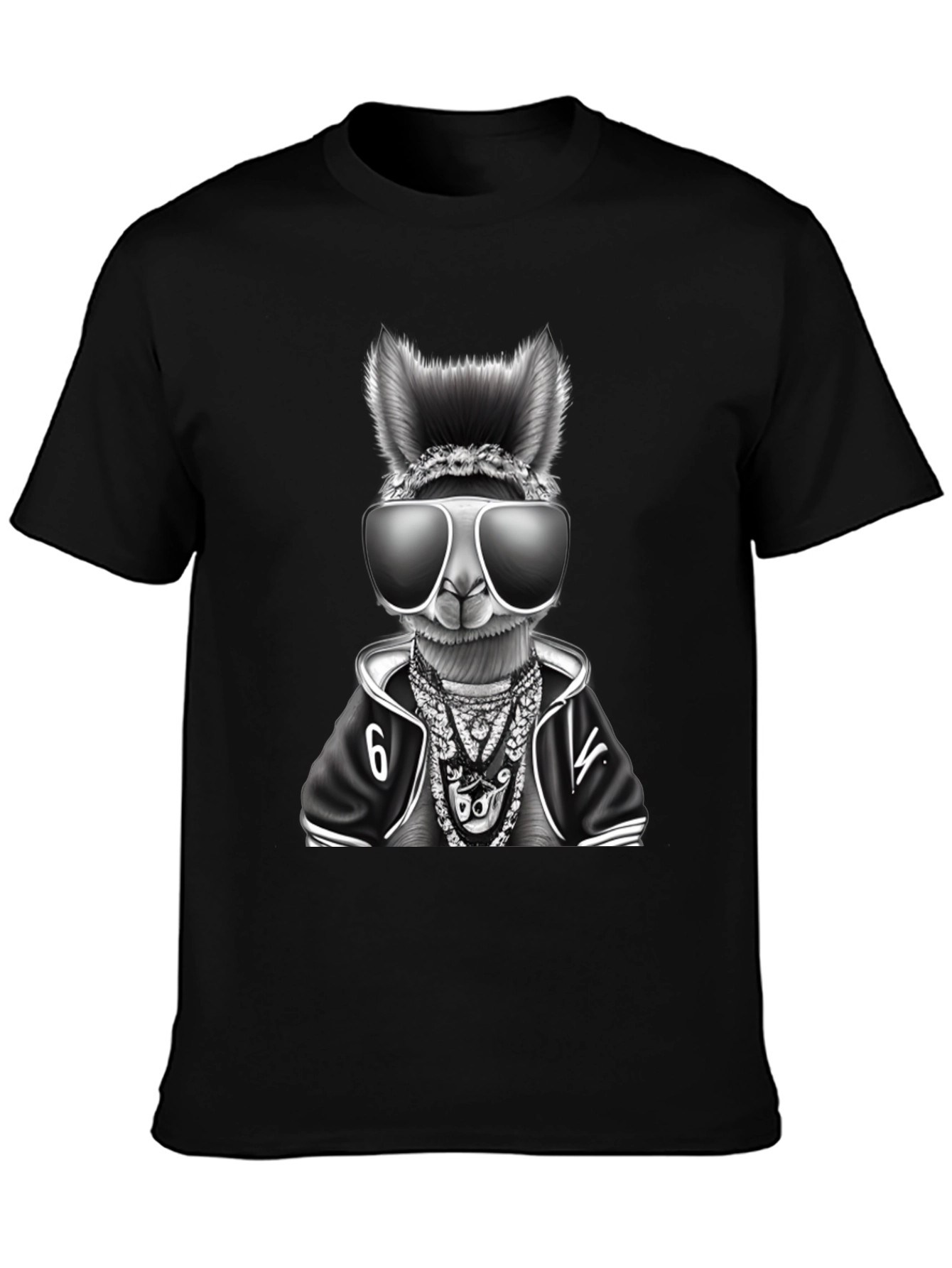 Cool Llama Graphic Tee - Black Cotton T-Shirt