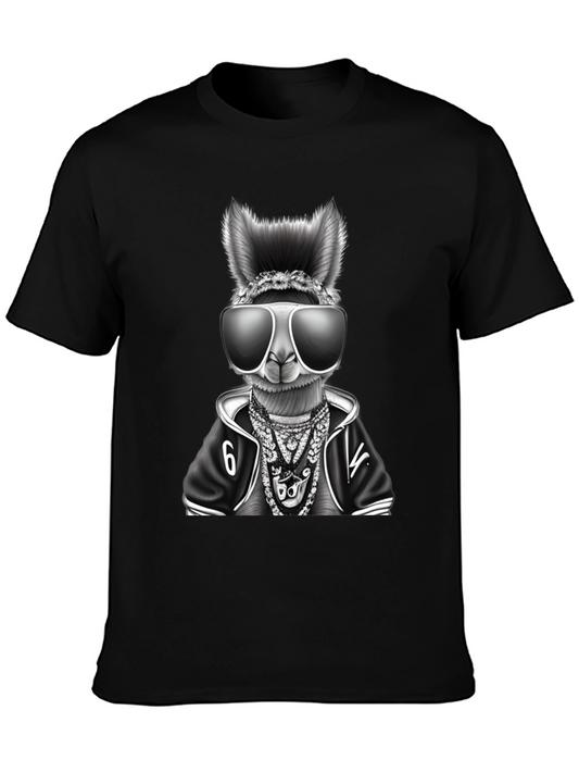 Cool Llama Graphic Tee - Black Cotton T-Shirt