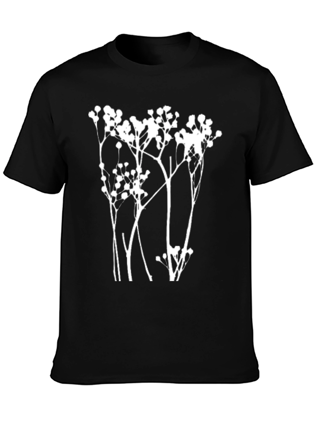 Modern Botanical Print Black T-Shirt