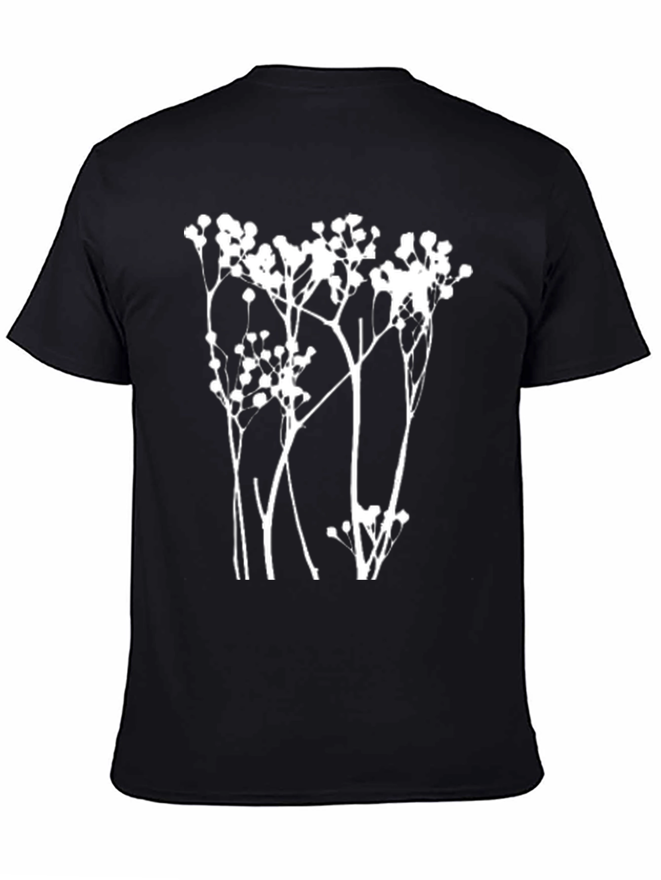Modern Botanical Print Black T-Shirt