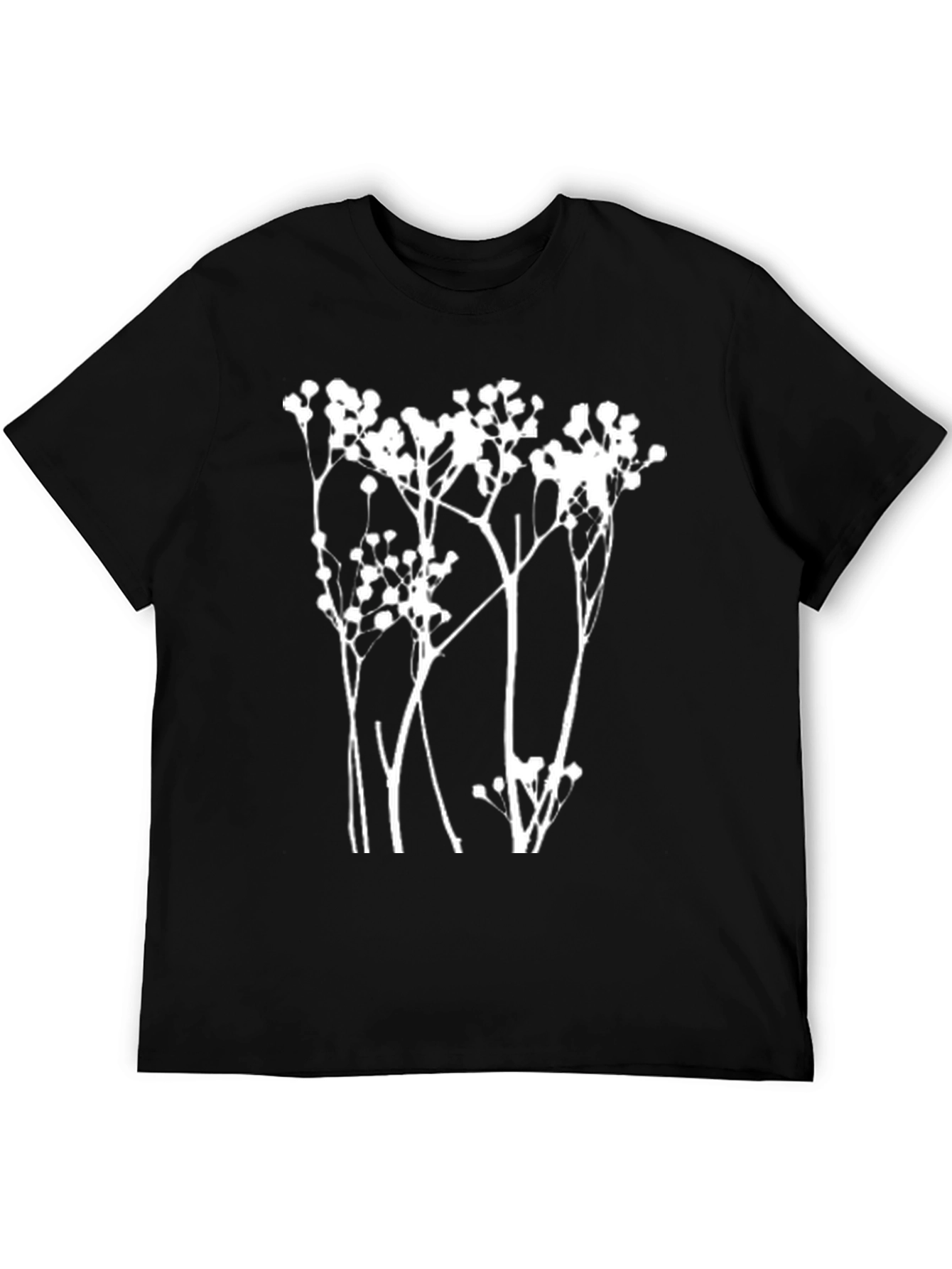 Modern Botanical Print Black T-Shirt