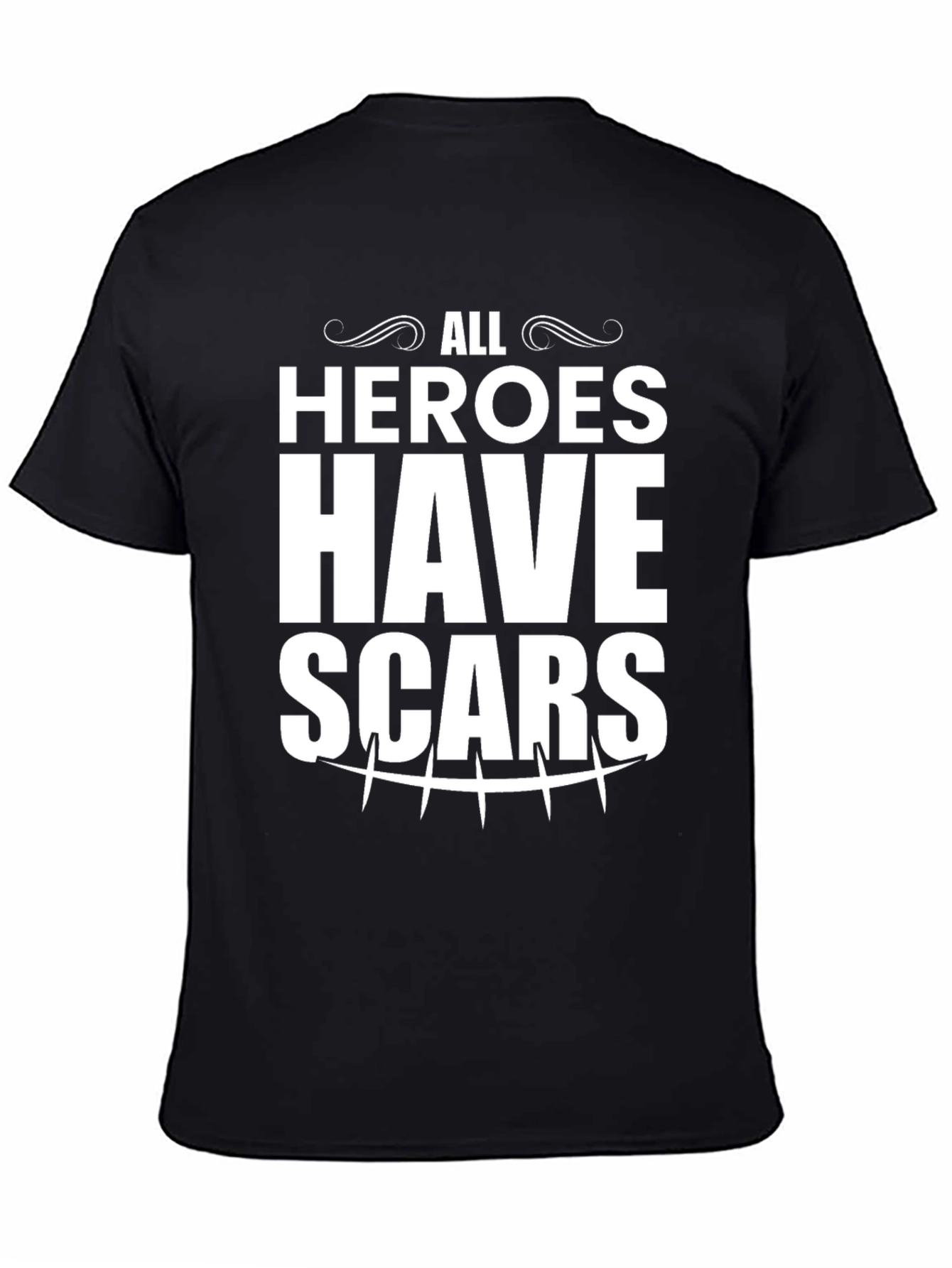 All Heroes Have Scars Black Graphic T-Shirt