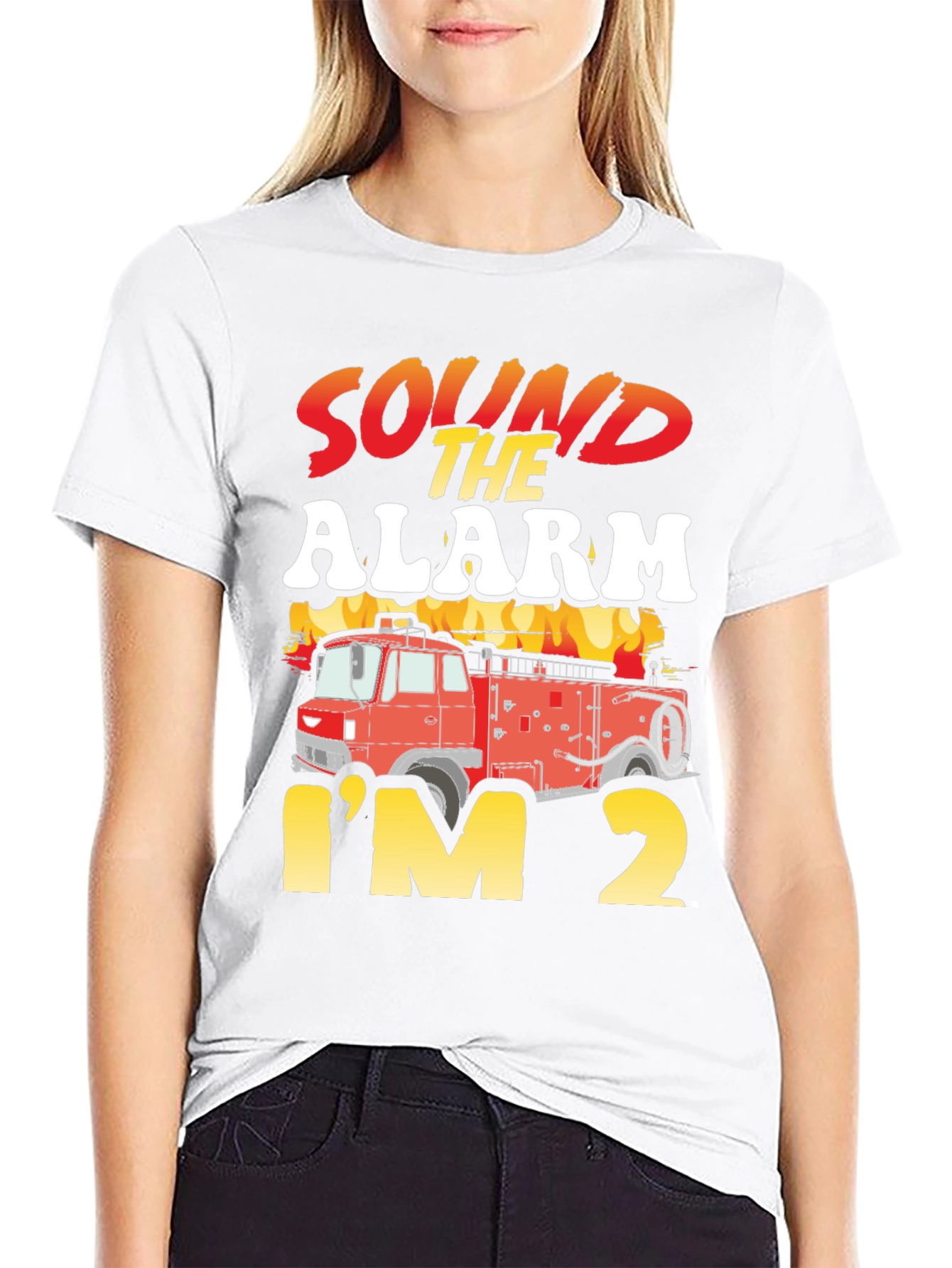 Sound The Alarm Im 2 Fire Truck Birthday T-Shirt