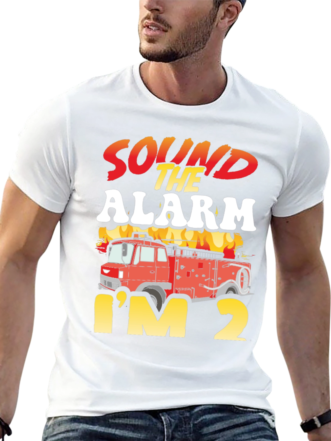 Sound The Alarm Im 2 Fire Truck Birthday T-Shirt