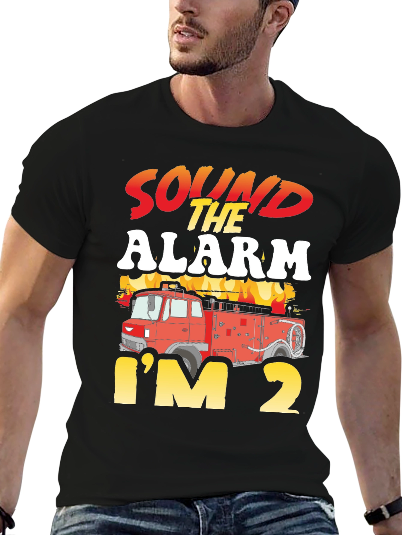 Sound The Alarm Im 2 Fire Truck Birthday T-Shirt