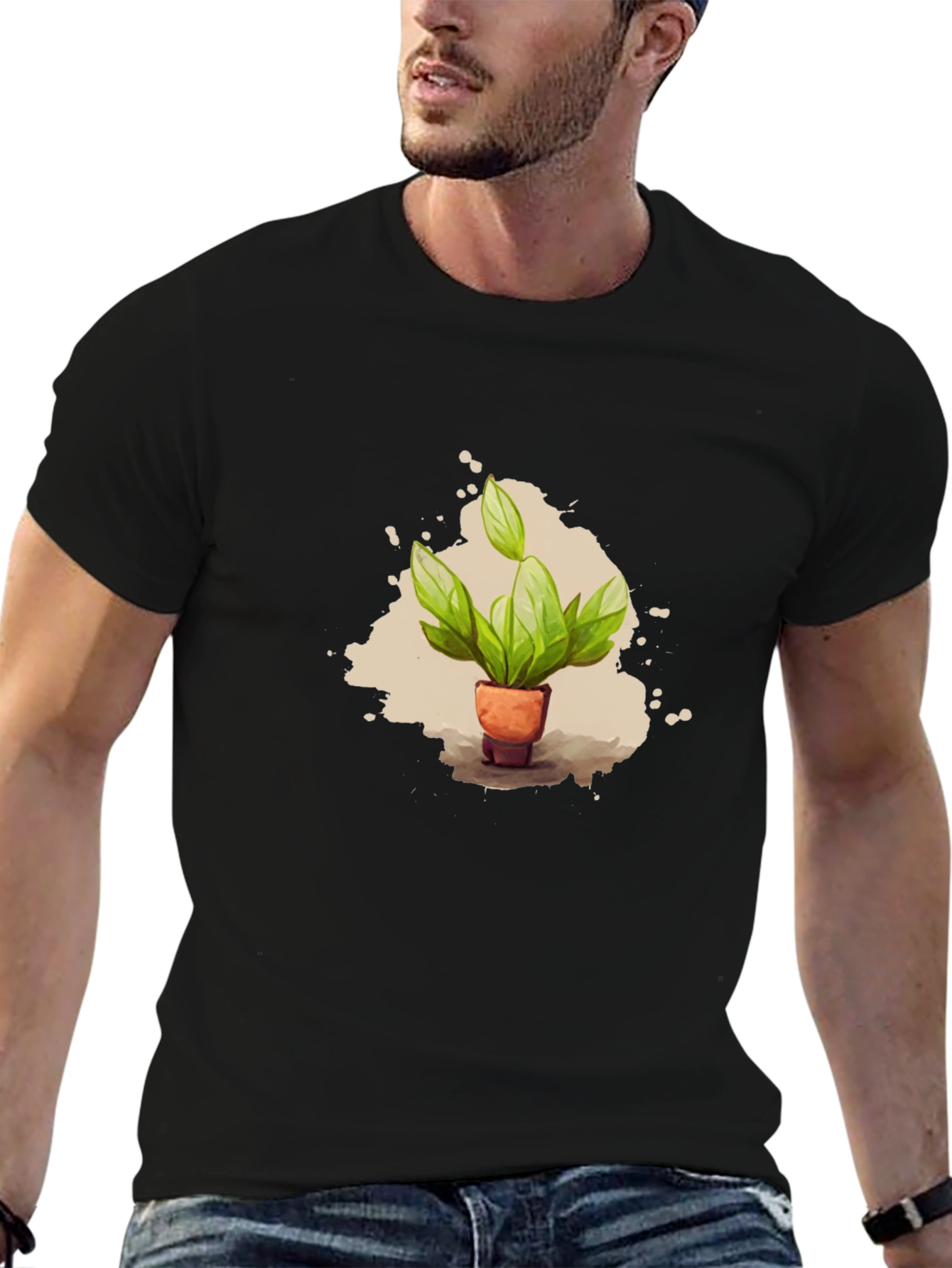 Plant Pot T-Shirt - Black Cotton Tee