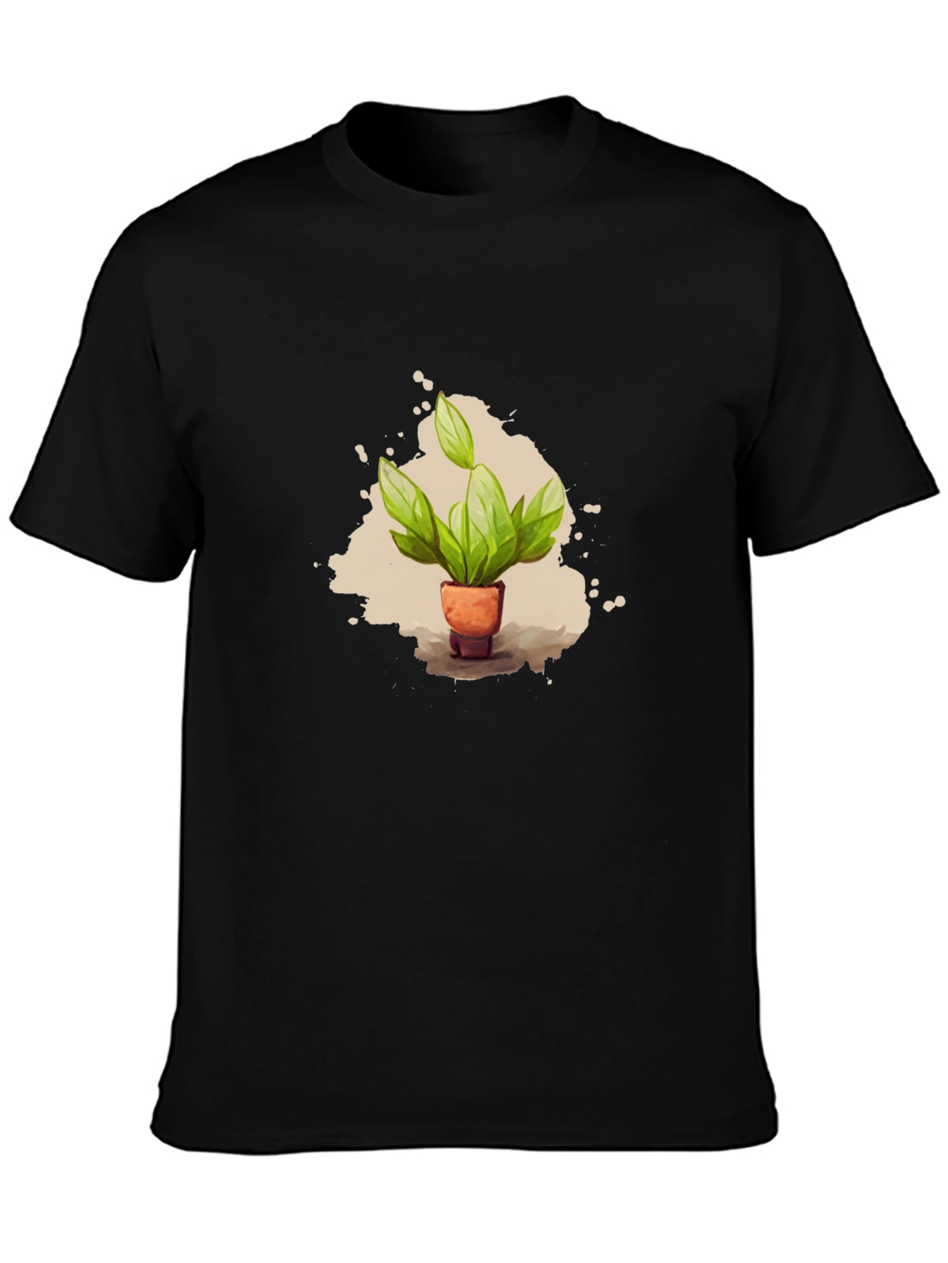 Plant Pot T-Shirt - Black Cotton Tee