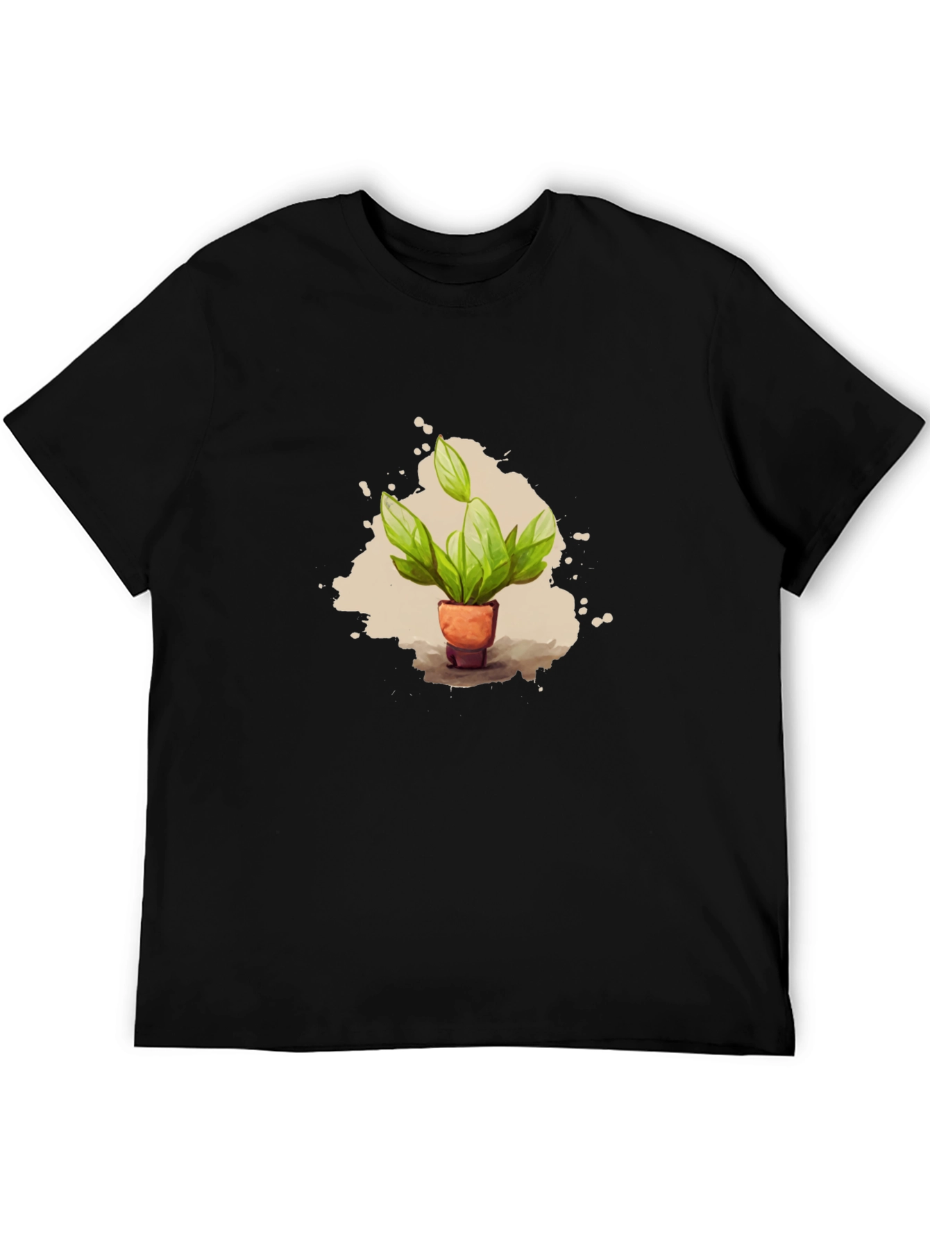 Plant Pot T-Shirt - Black Cotton Tee