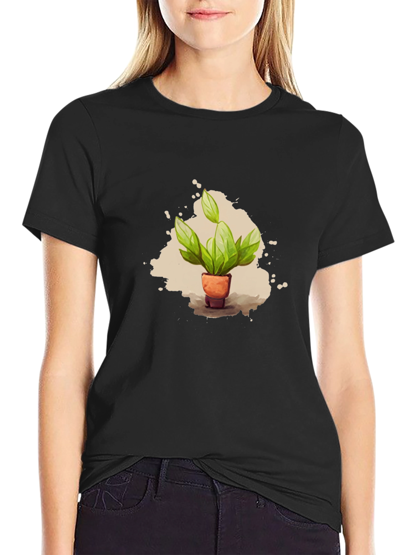 Plant Pot T-Shirt - Black Cotton Tee