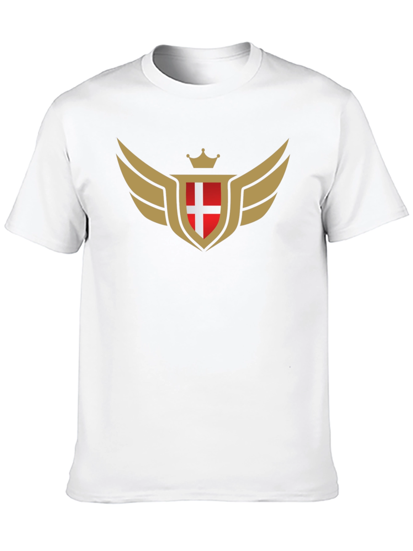 Winged Crown Shield T-Shirt - Red and Gold Emblem