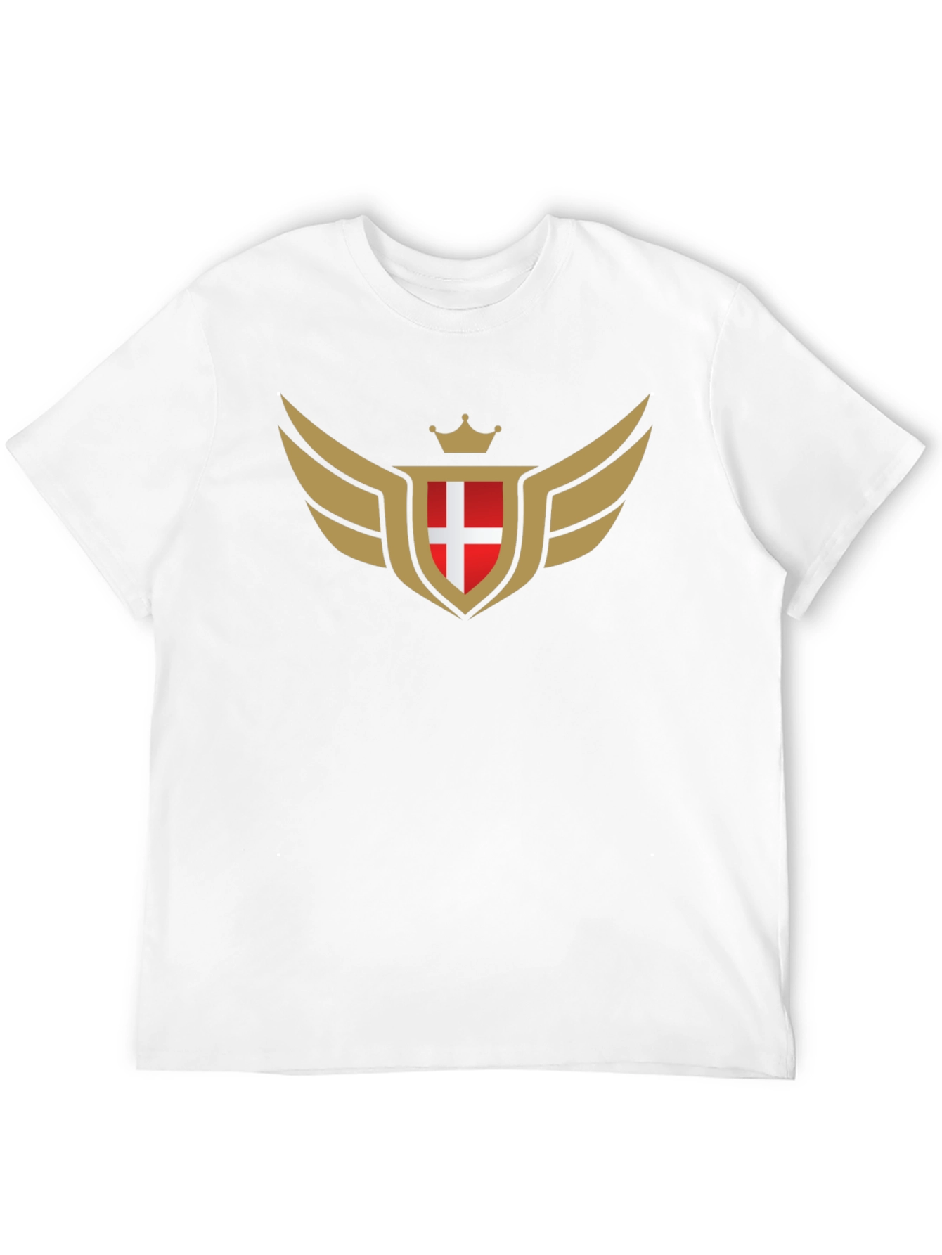 Winged Crown Shield T-Shirt - Red and Gold Emblem