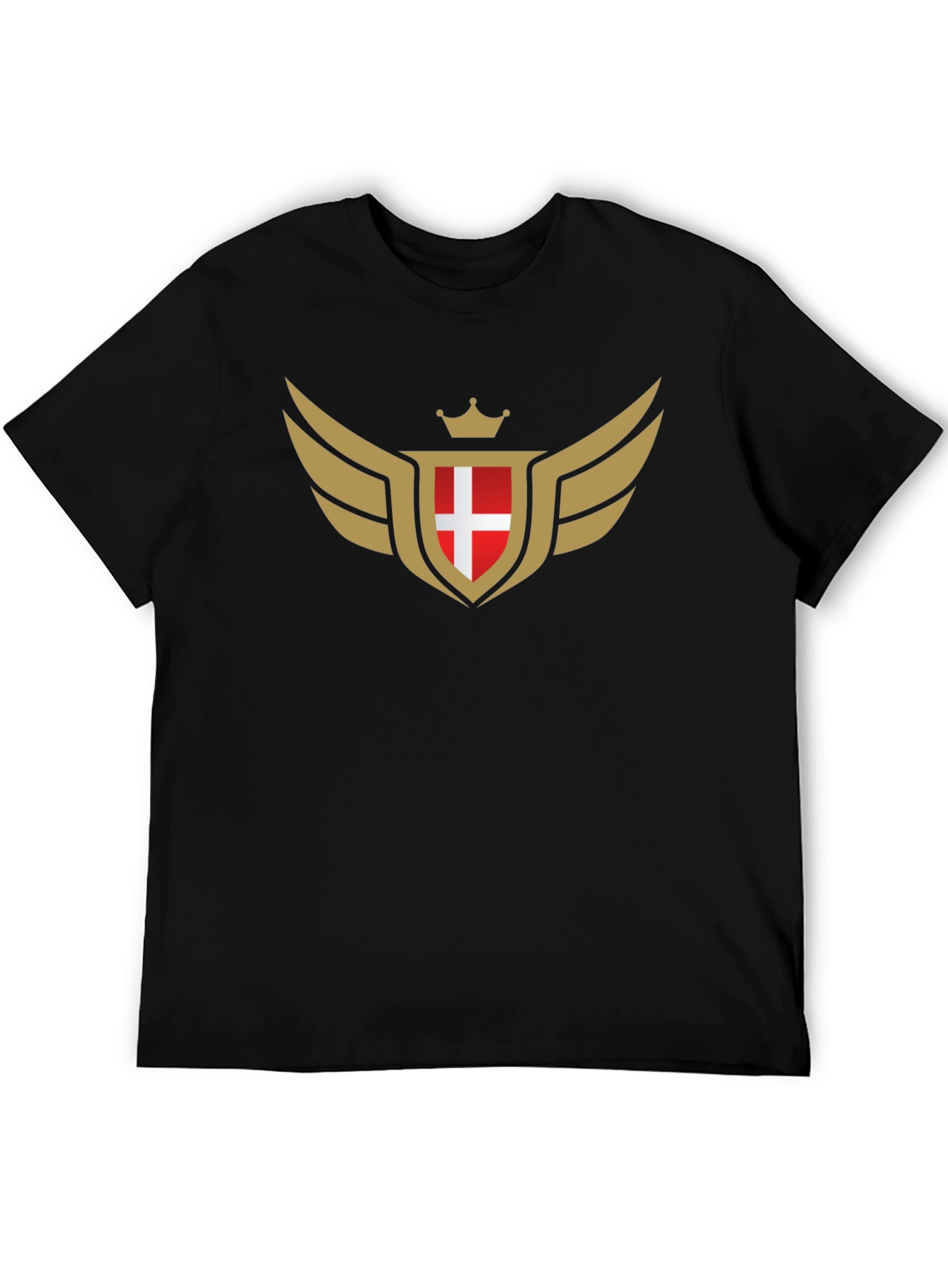 Winged Crown Shield T-Shirt - Red and Gold Emblem