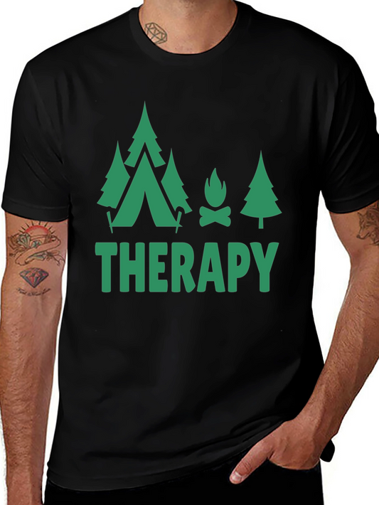 Camping Therapy Black T-Shirt