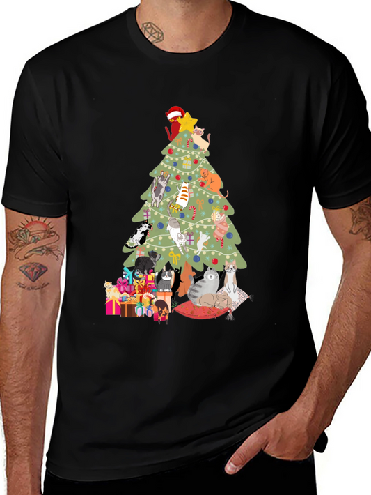 Cat Christmas Tree T-Shirt Holiday Tee
