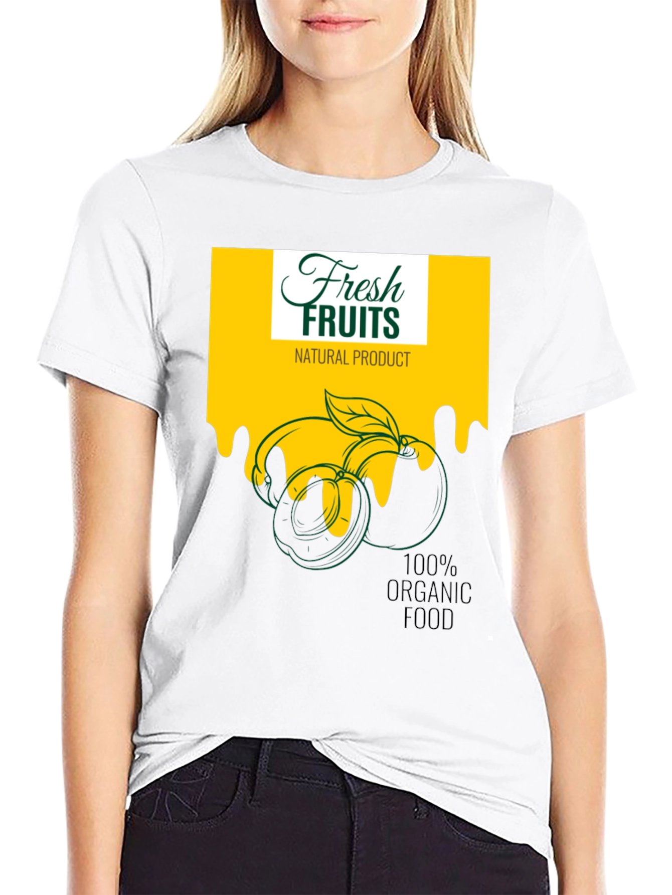 Fresh Fruits Organic Food Graphic Black T-Shirt