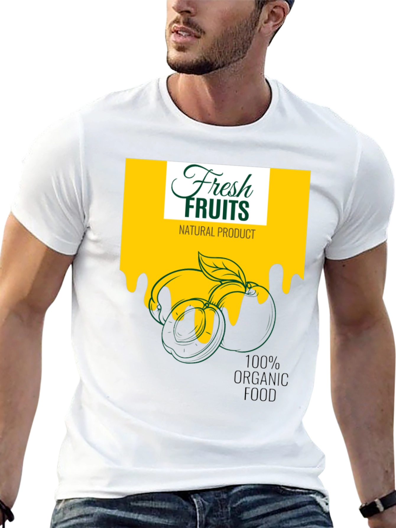 Fresh Fruits Organic Food Graphic Black T-Shirt