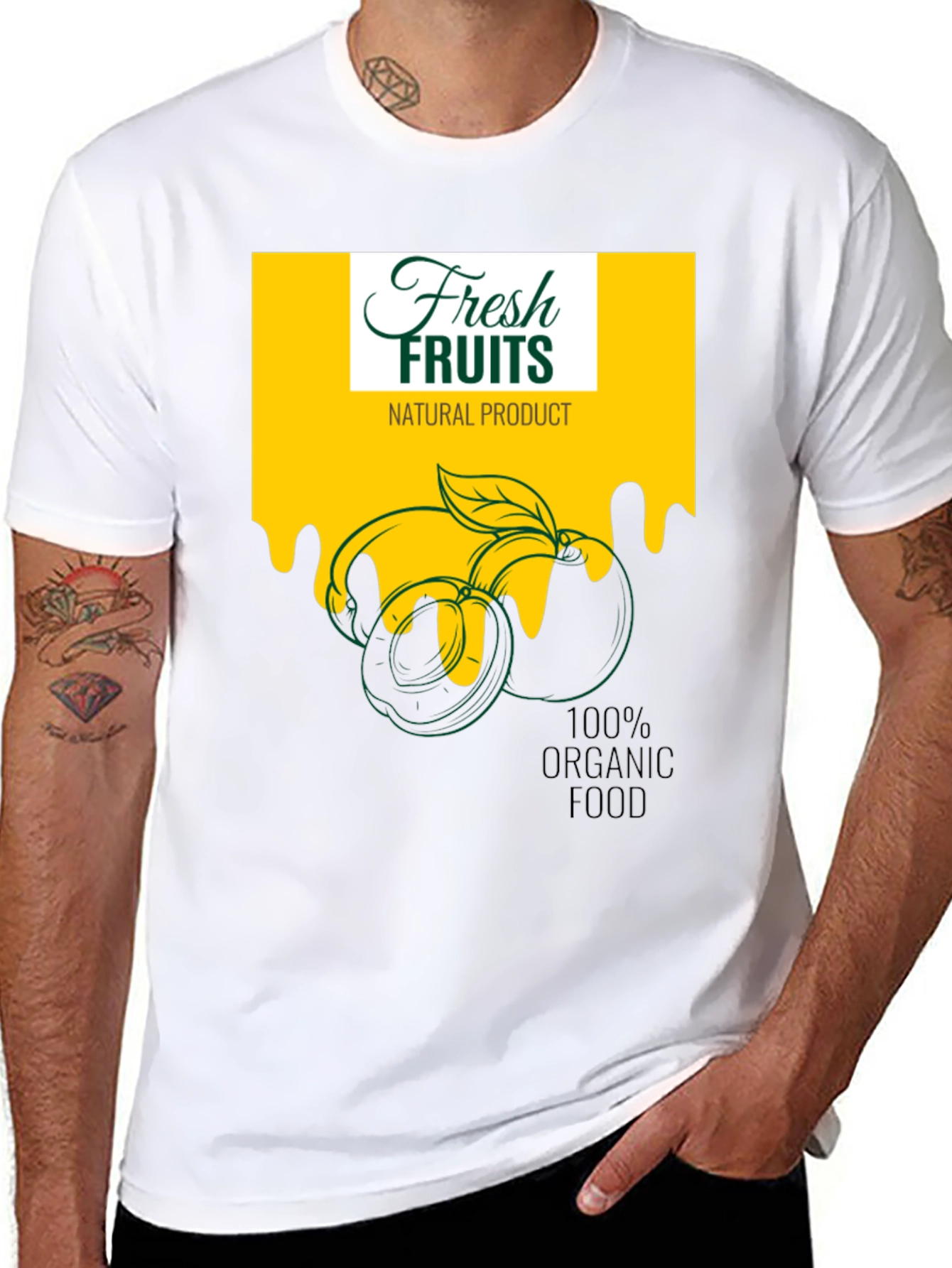 Fresh Fruits Organic Food Graphic Black T-Shirt