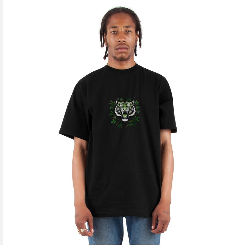 Fierce Green Tiger with Bamboo Branches