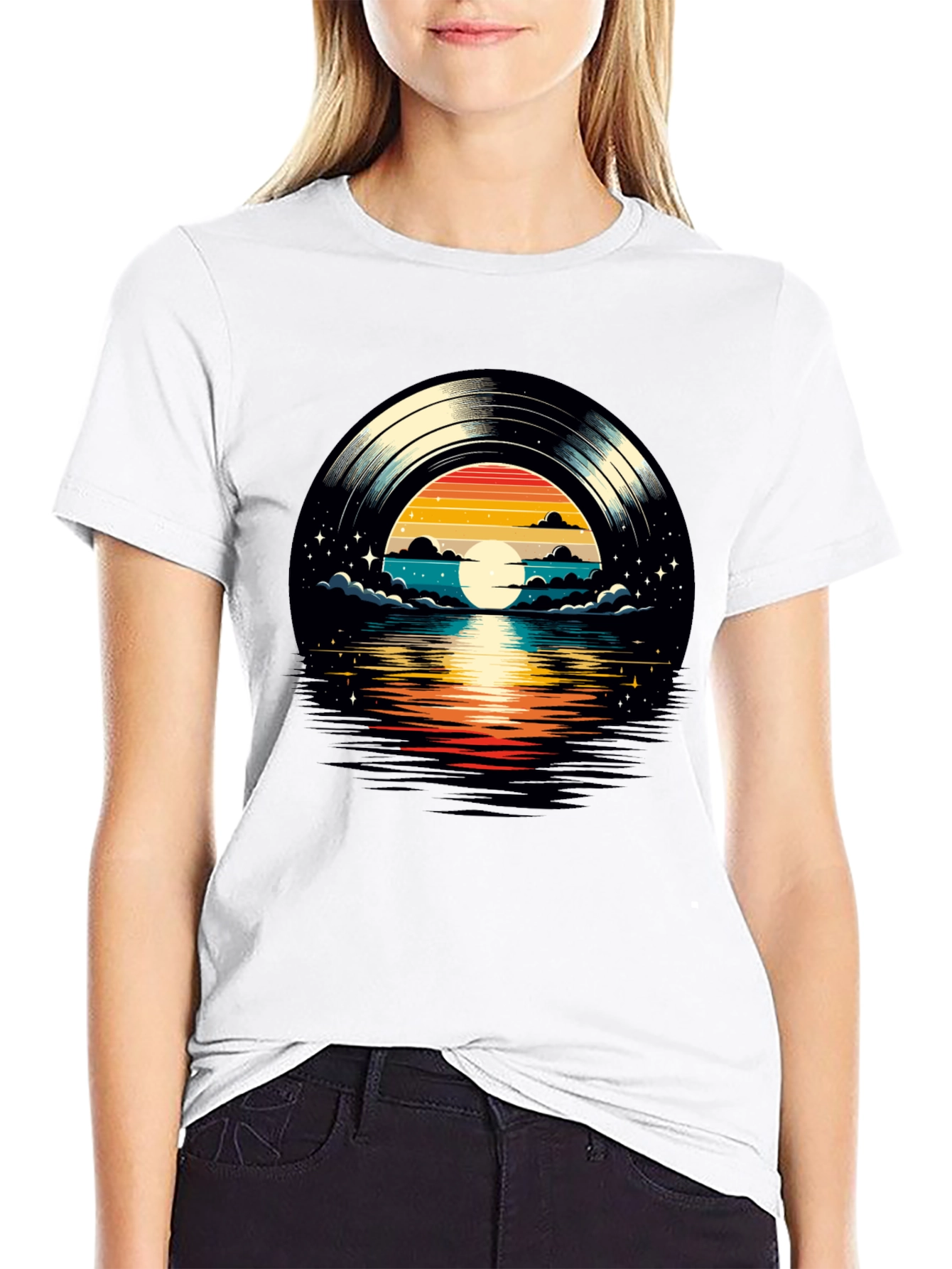 Sunset Vinyl Record Graphic Tee