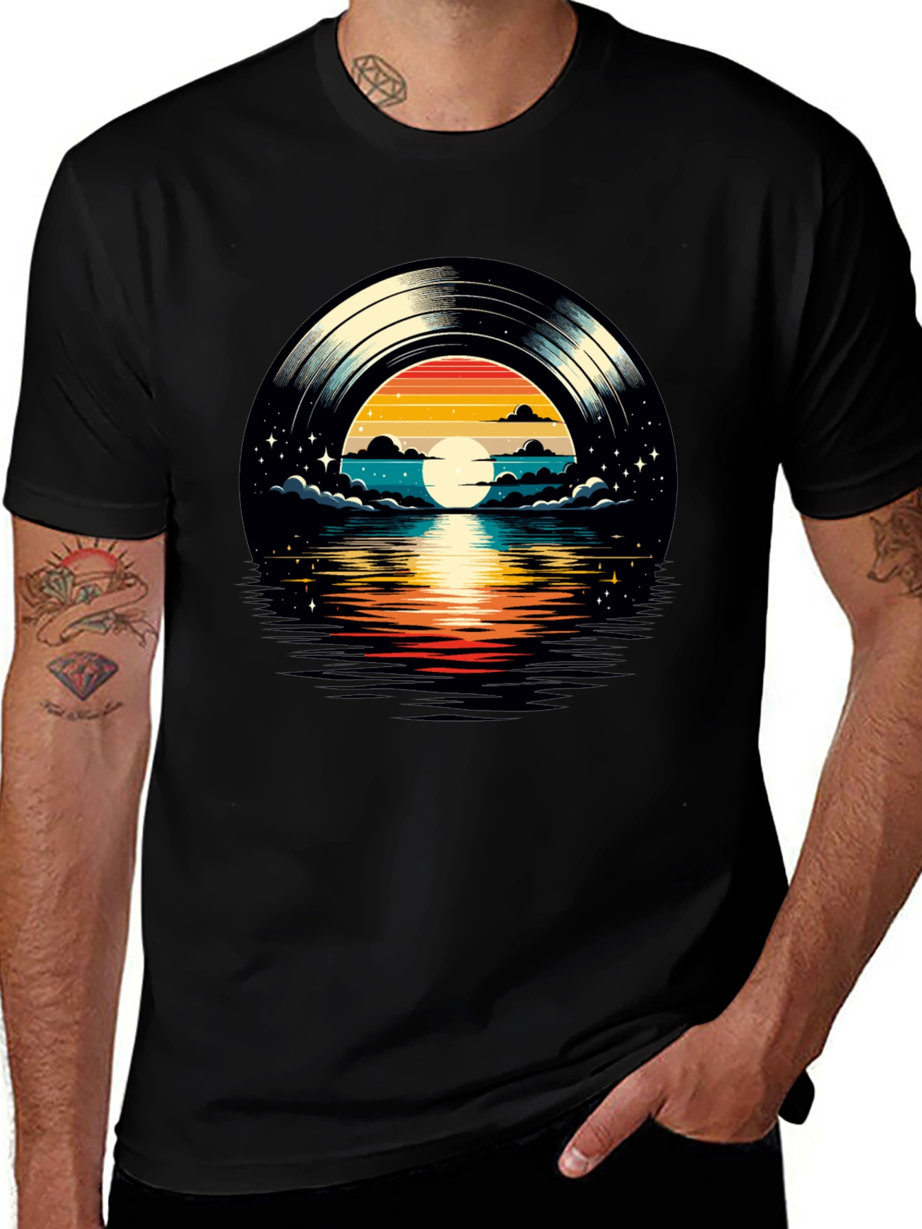Sunset Vinyl Record Graphic Tee