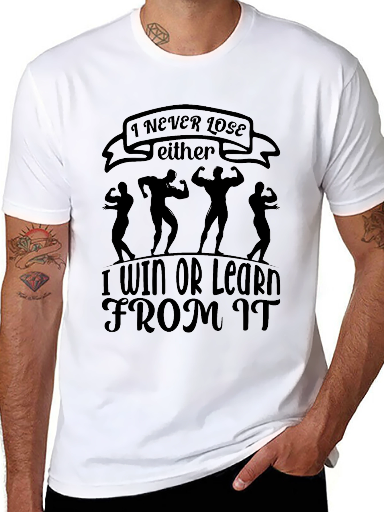 I Never Lose Either Black Graphic T-Shirt