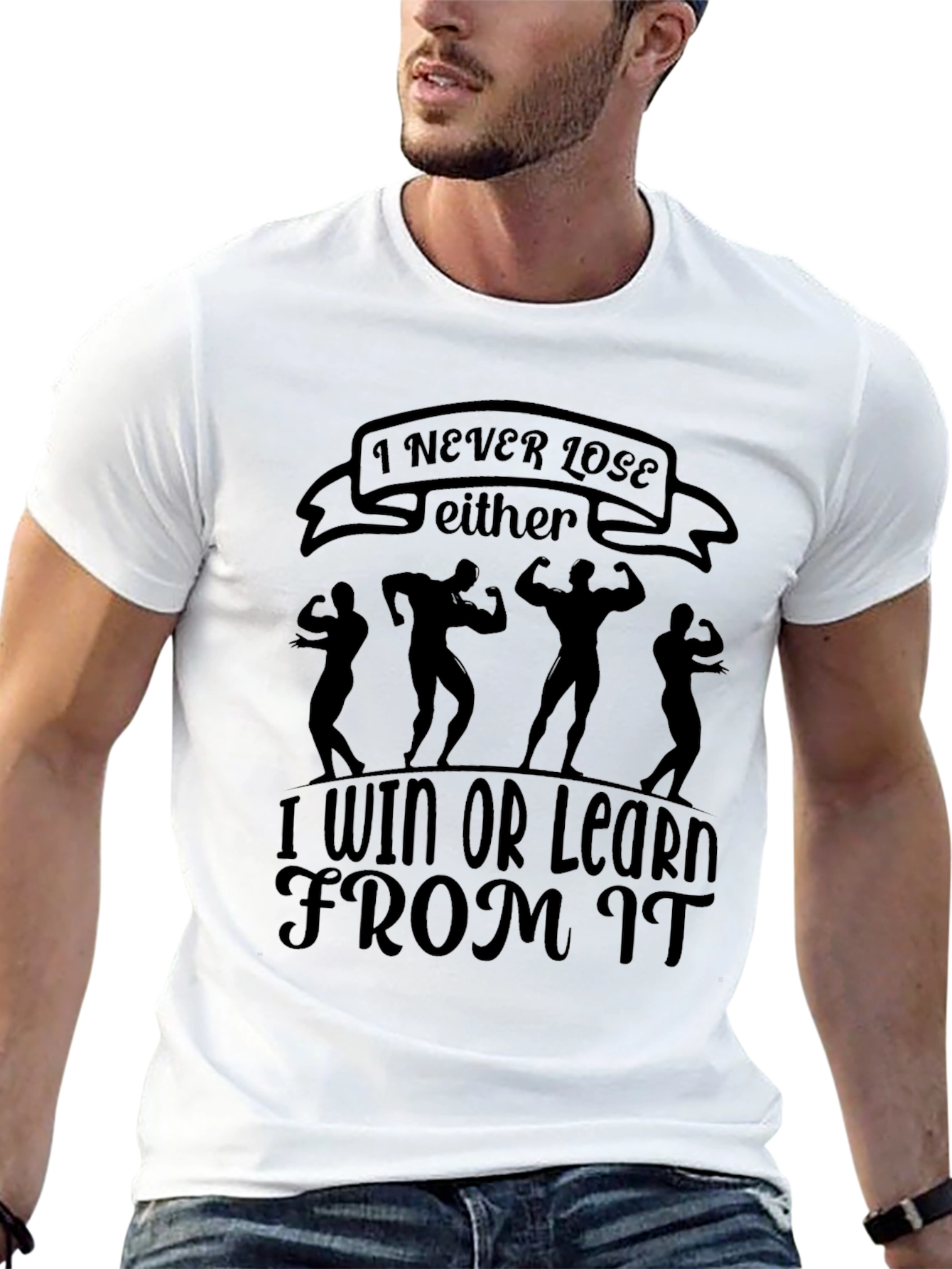 I Never Lose Either Black Graphic T-Shirt