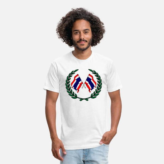 Flags Thailand in laurel wreath