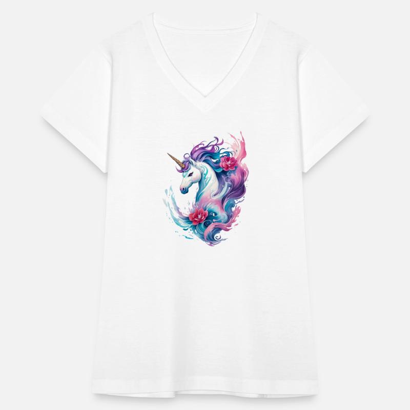 Floral Enchantment: Unicorn in Water Waves Splash