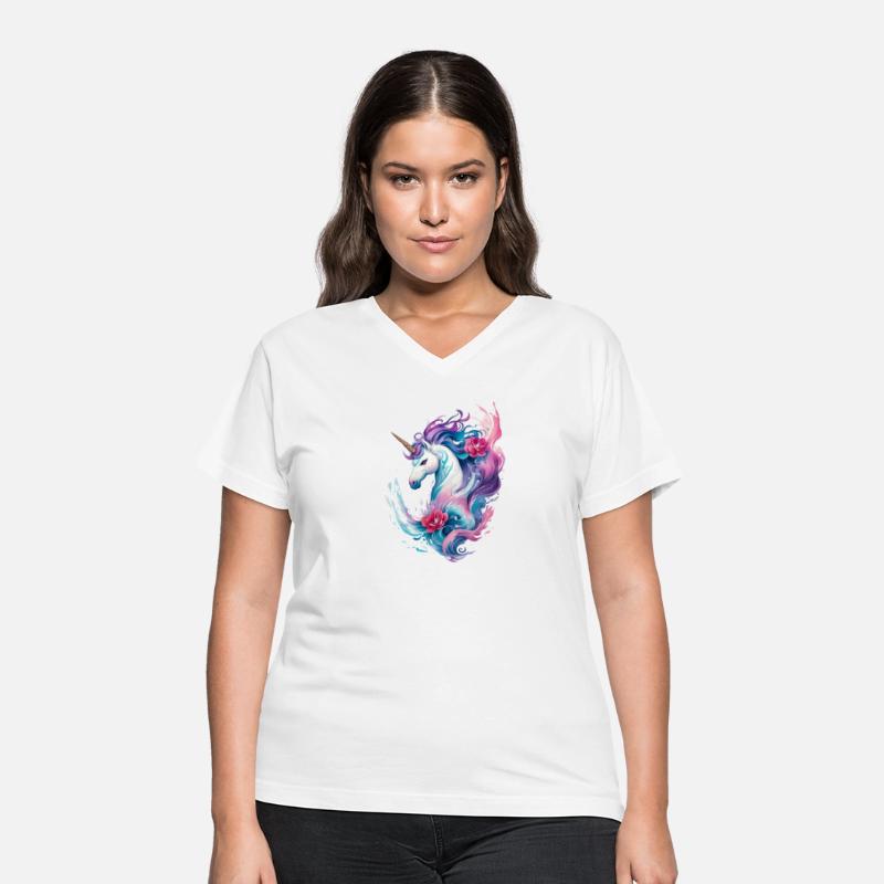 Floral Enchantment: Unicorn in Water Waves Splash
