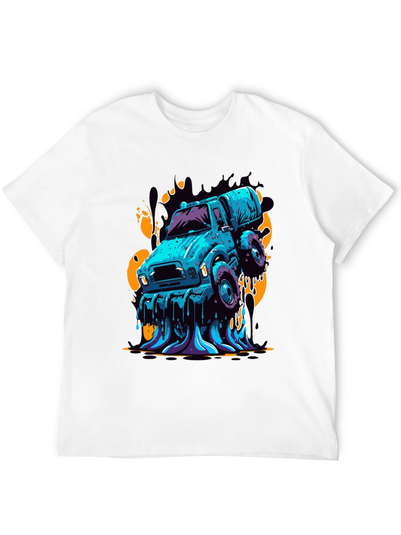 Mens Graphic Tee - Cartoon Truck Black T-Shirt