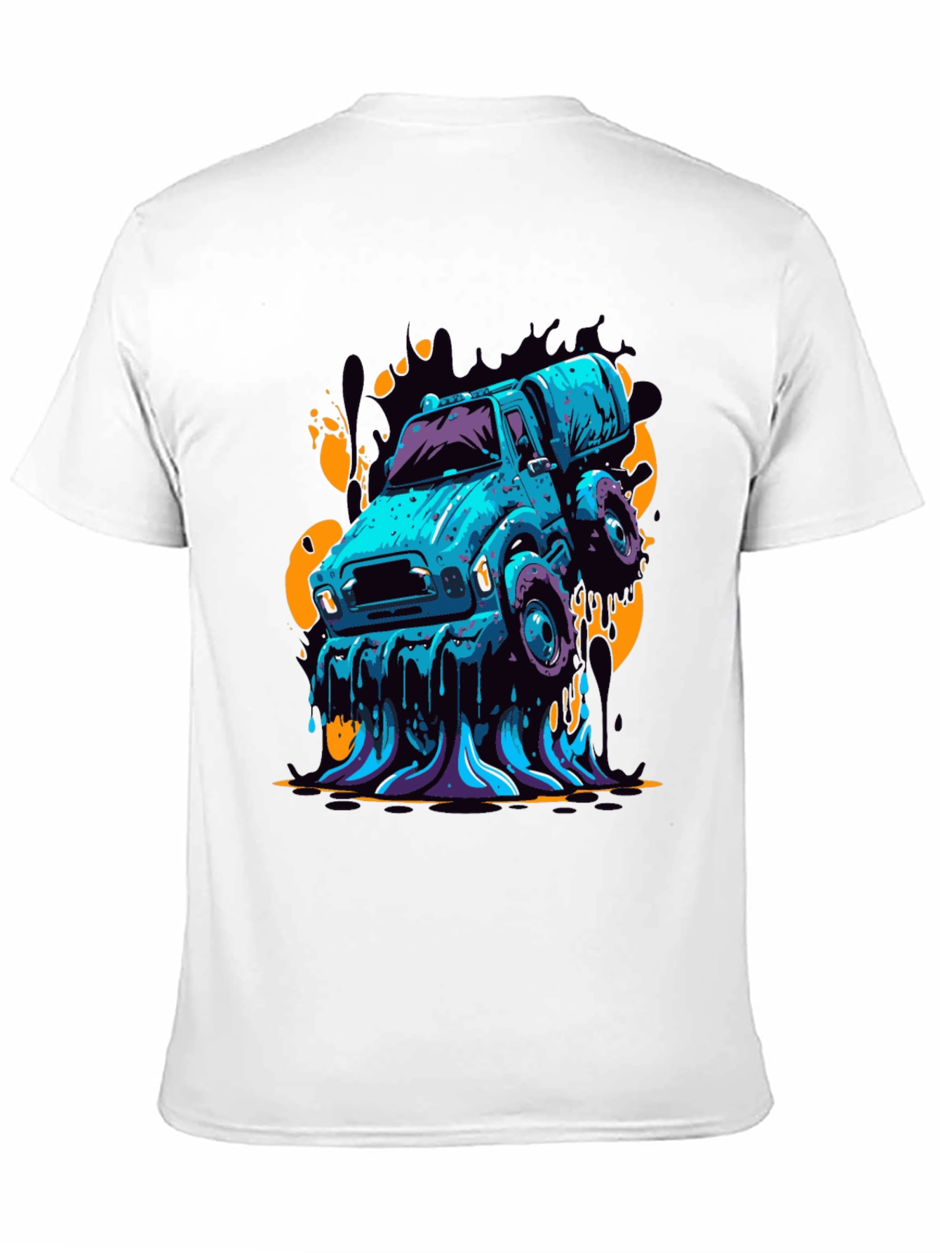 Mens Graphic Tee - Cartoon Truck Black T-Shirt