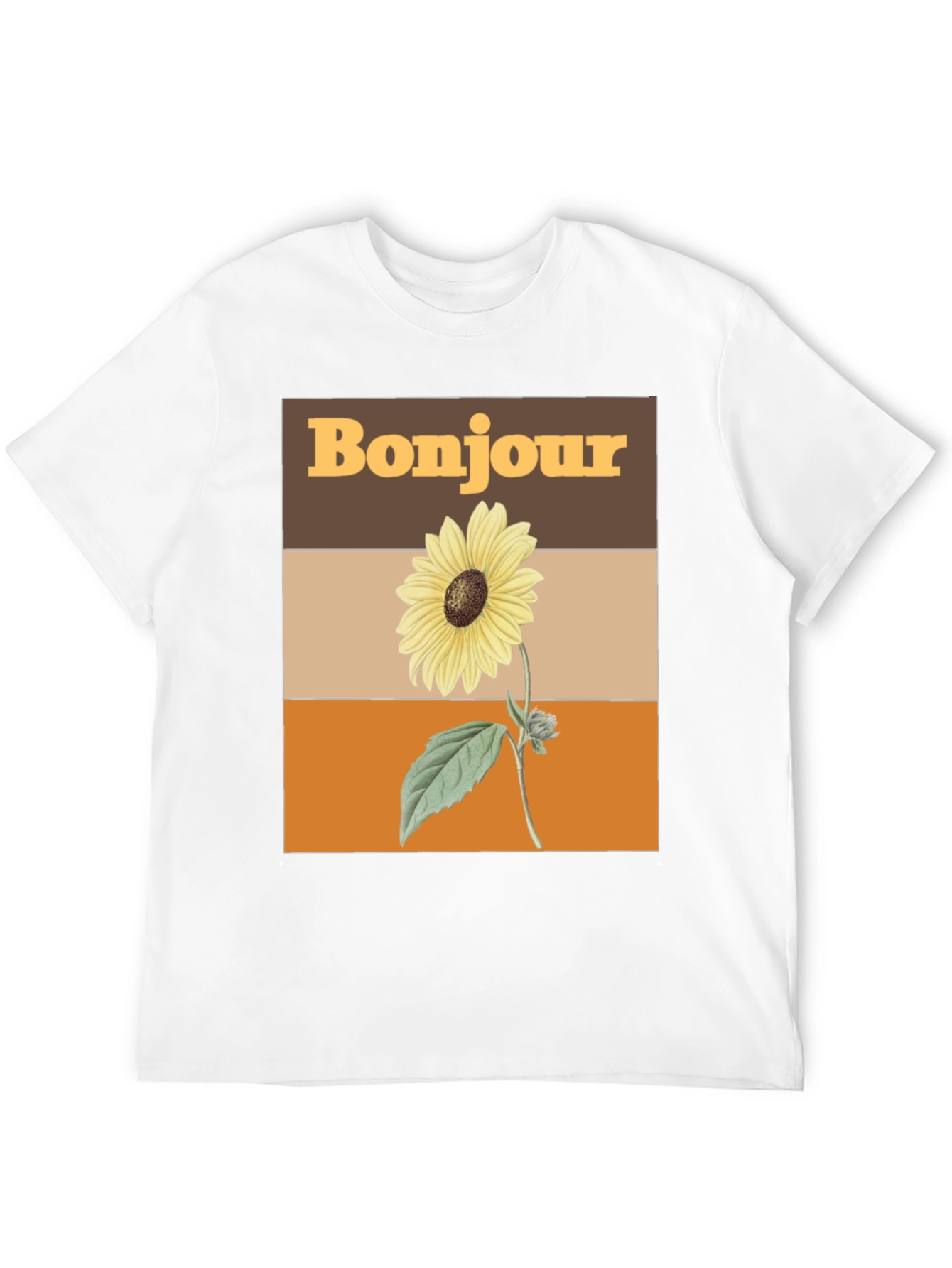 Bonjour Sunflower Graphic Tee - Retro Style