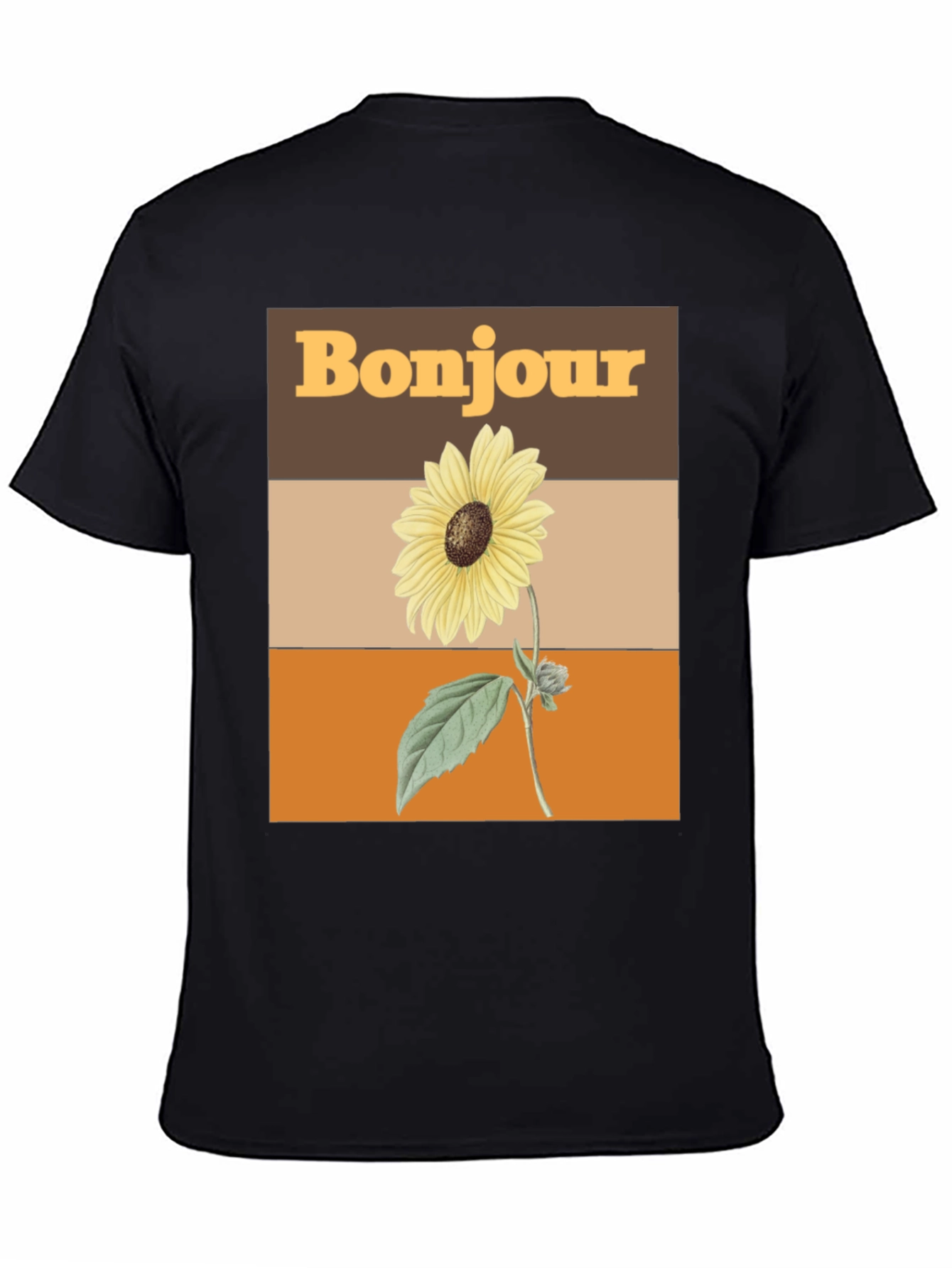 Bonjour Sunflower Graphic Tee - Retro Style