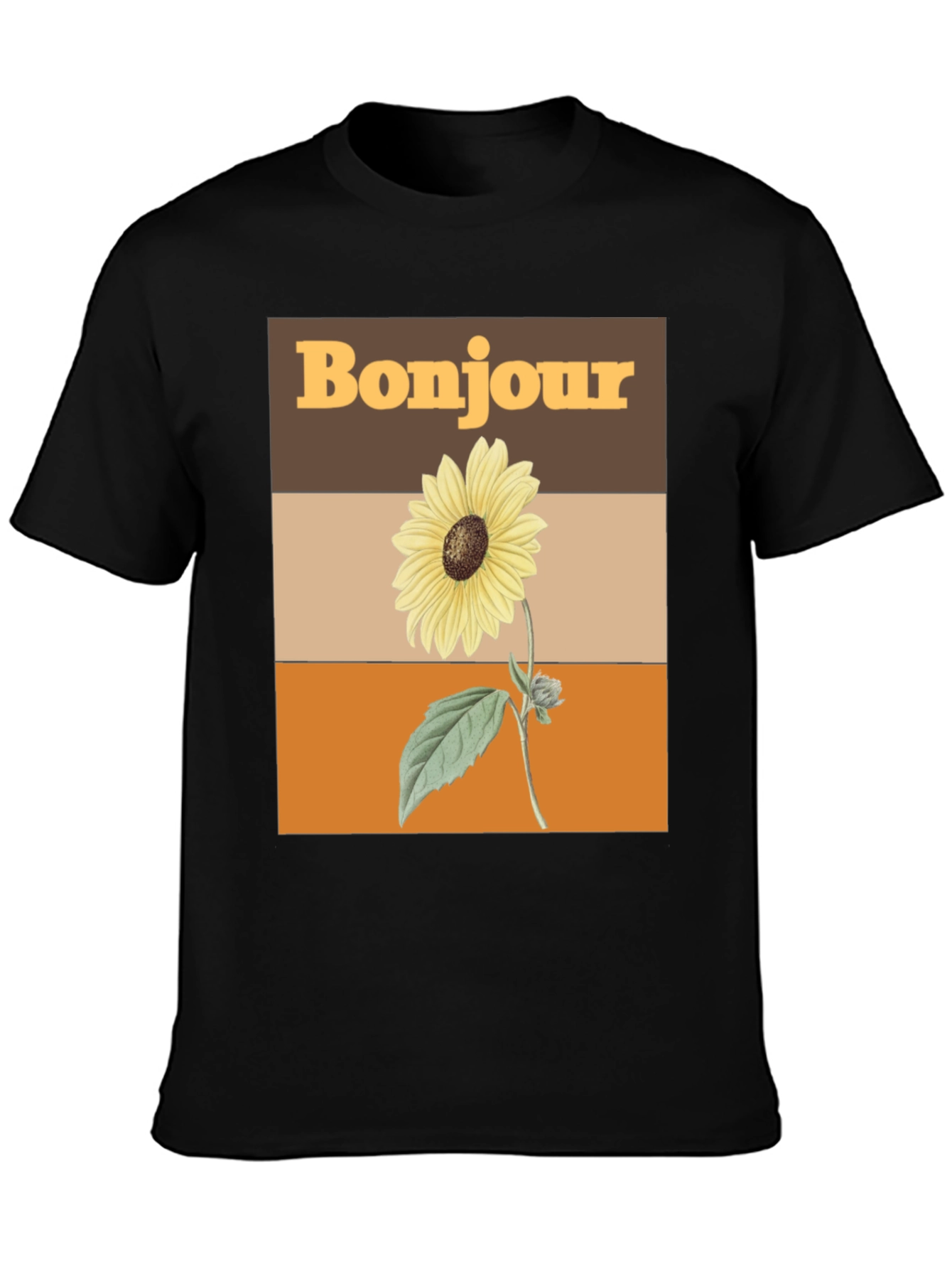 Bonjour Sunflower Graphic Tee - Retro Style