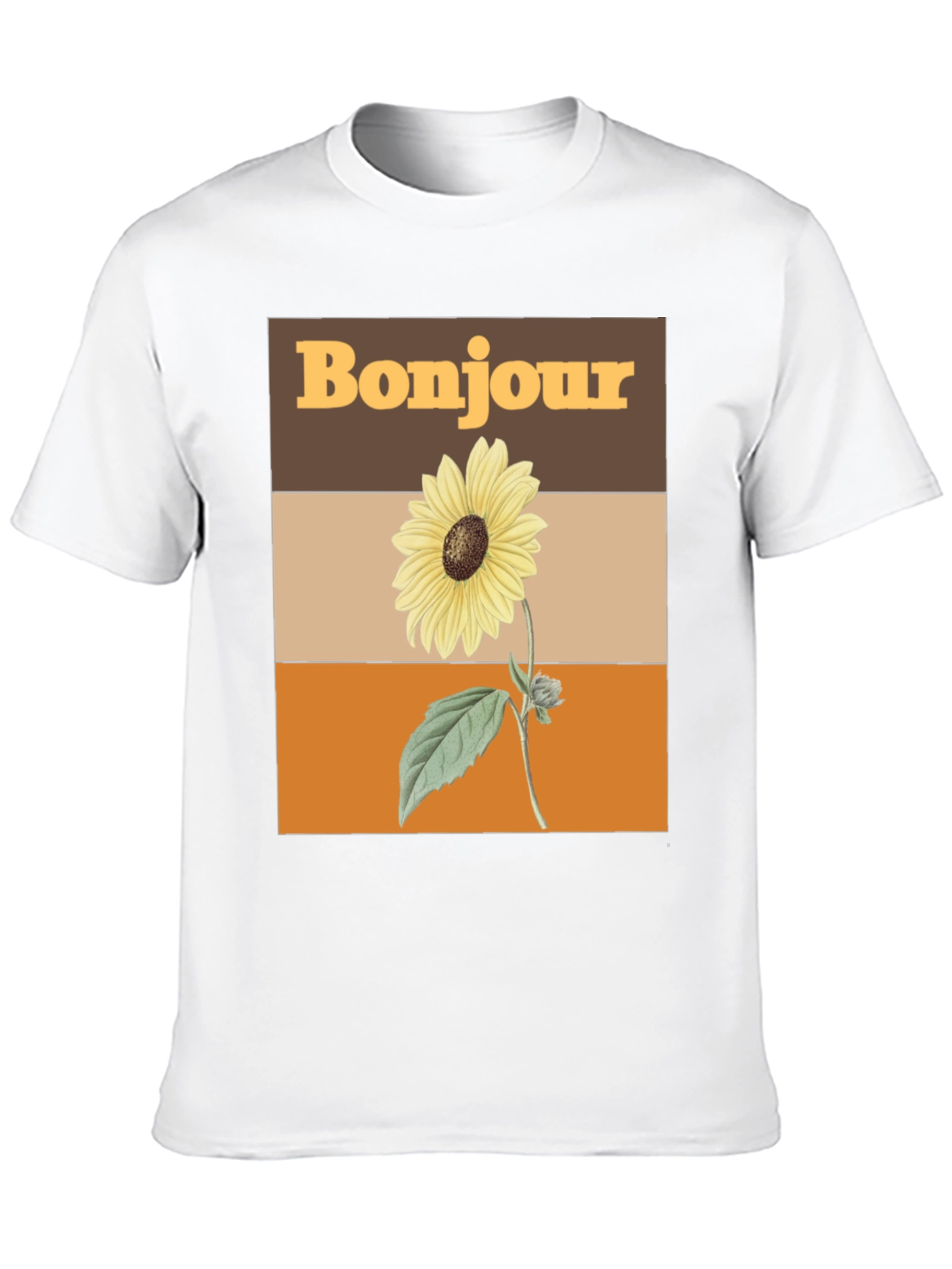Bonjour Sunflower Graphic Tee - Retro Style