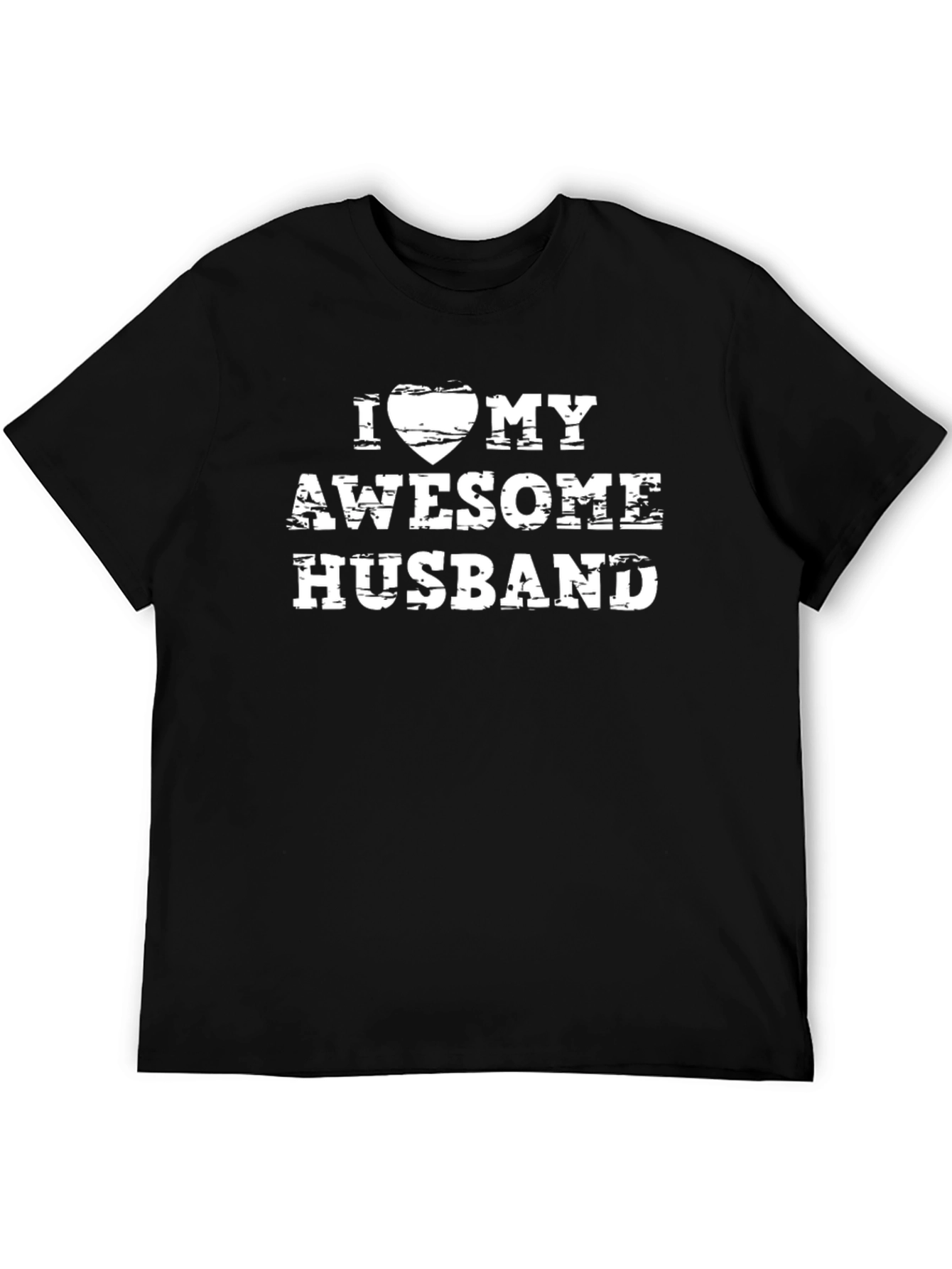 I Heart My Awesome Husband Black Graphic T-Shirt