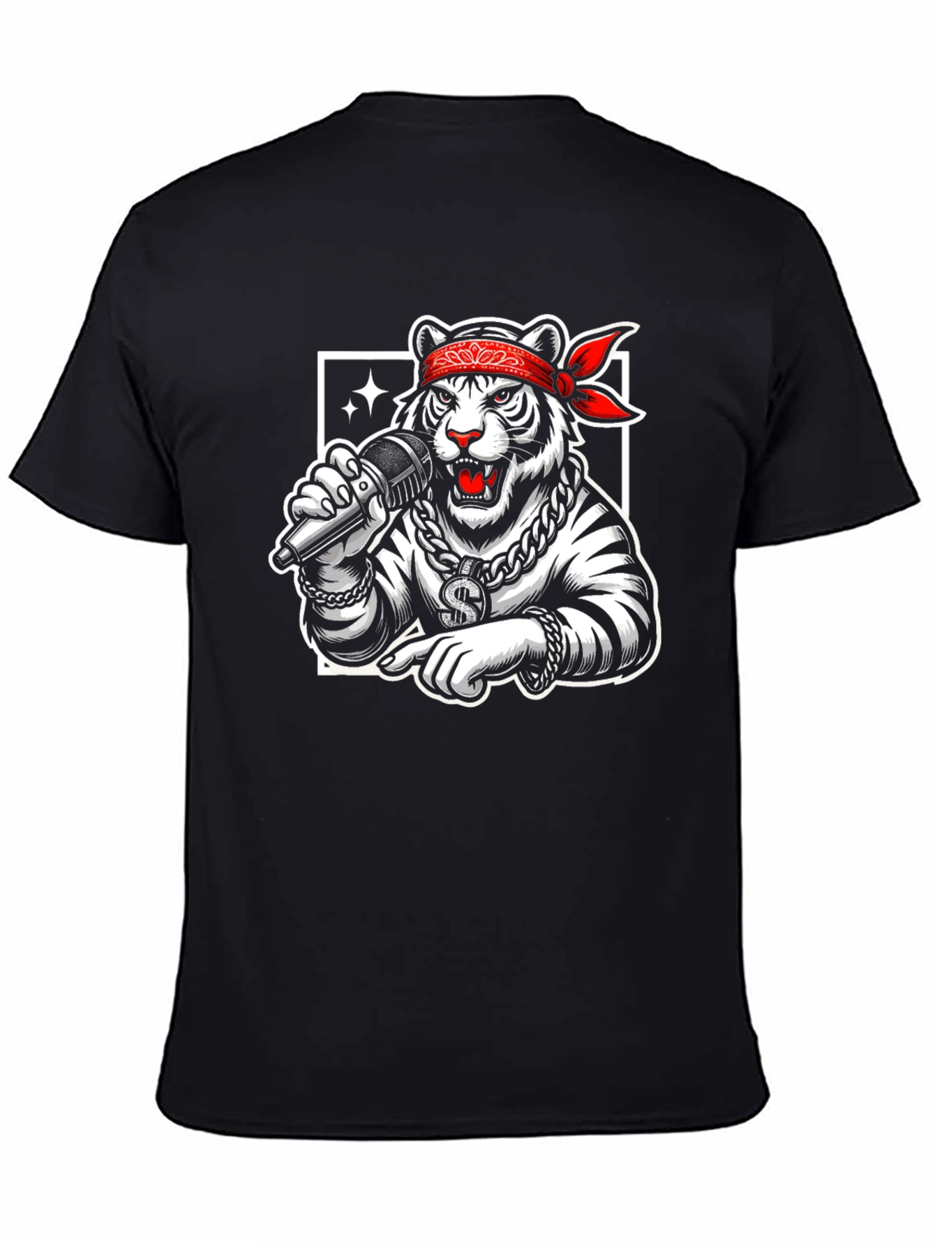Tiger Rapper Graphic Black T-Shirt